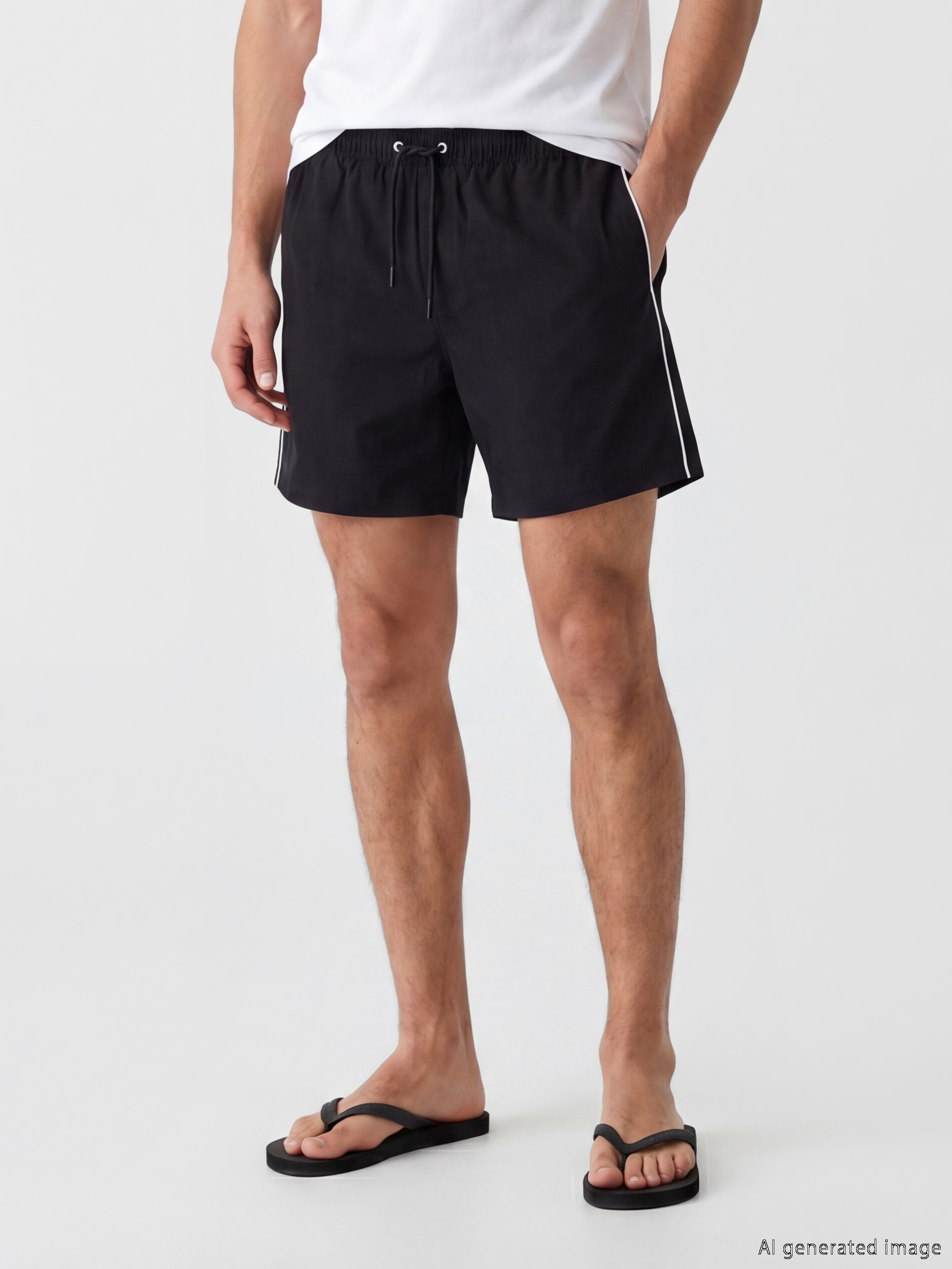 LCW SWIMWEAR Kısa Boy Yanları Şeritli Erkek Deniz Şortu görsel 2