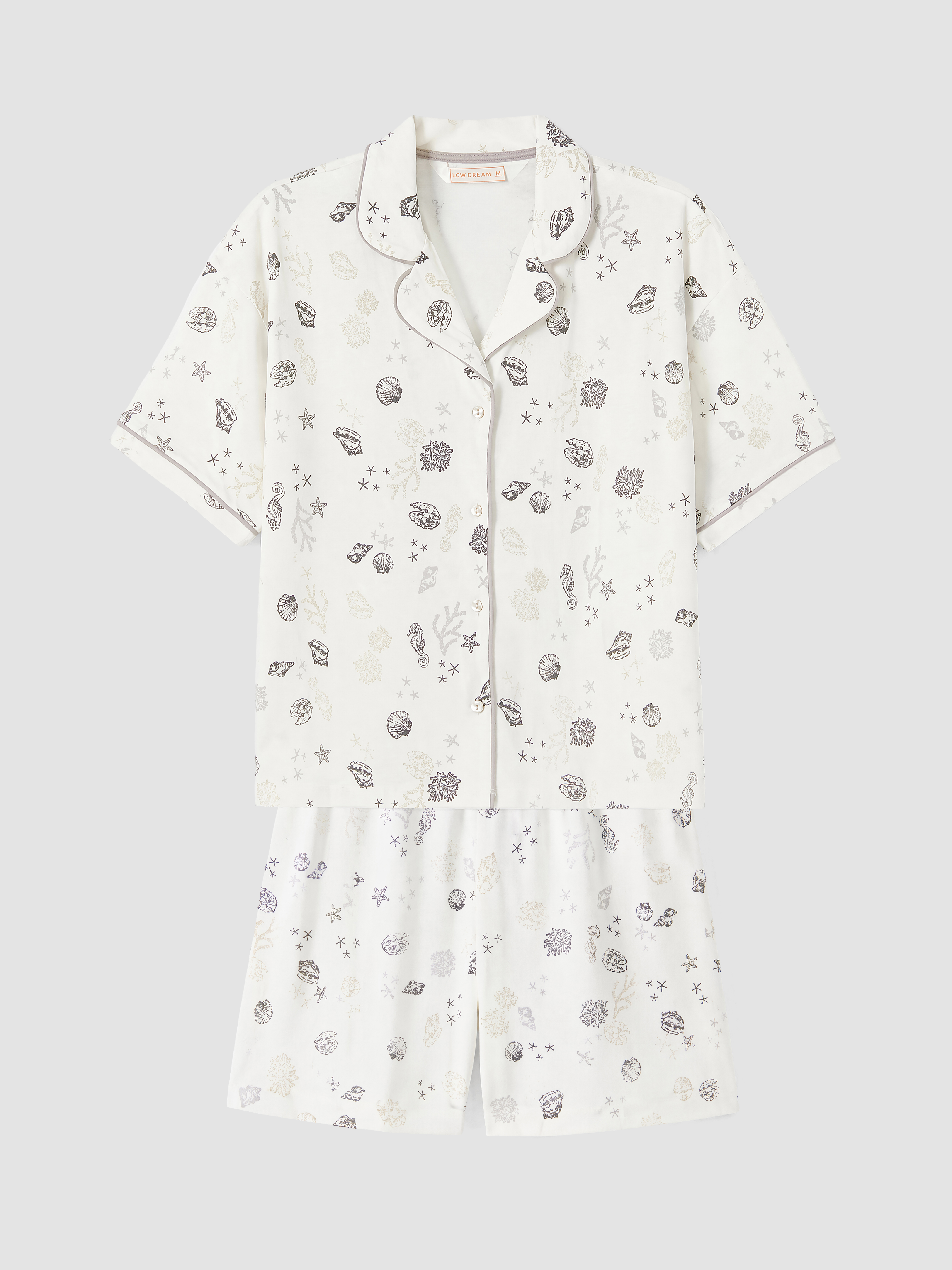 LCW DREAM Gömlek Yaka %100 Pamuklu Kadın Şortlu Pijama Takımı görsel 5