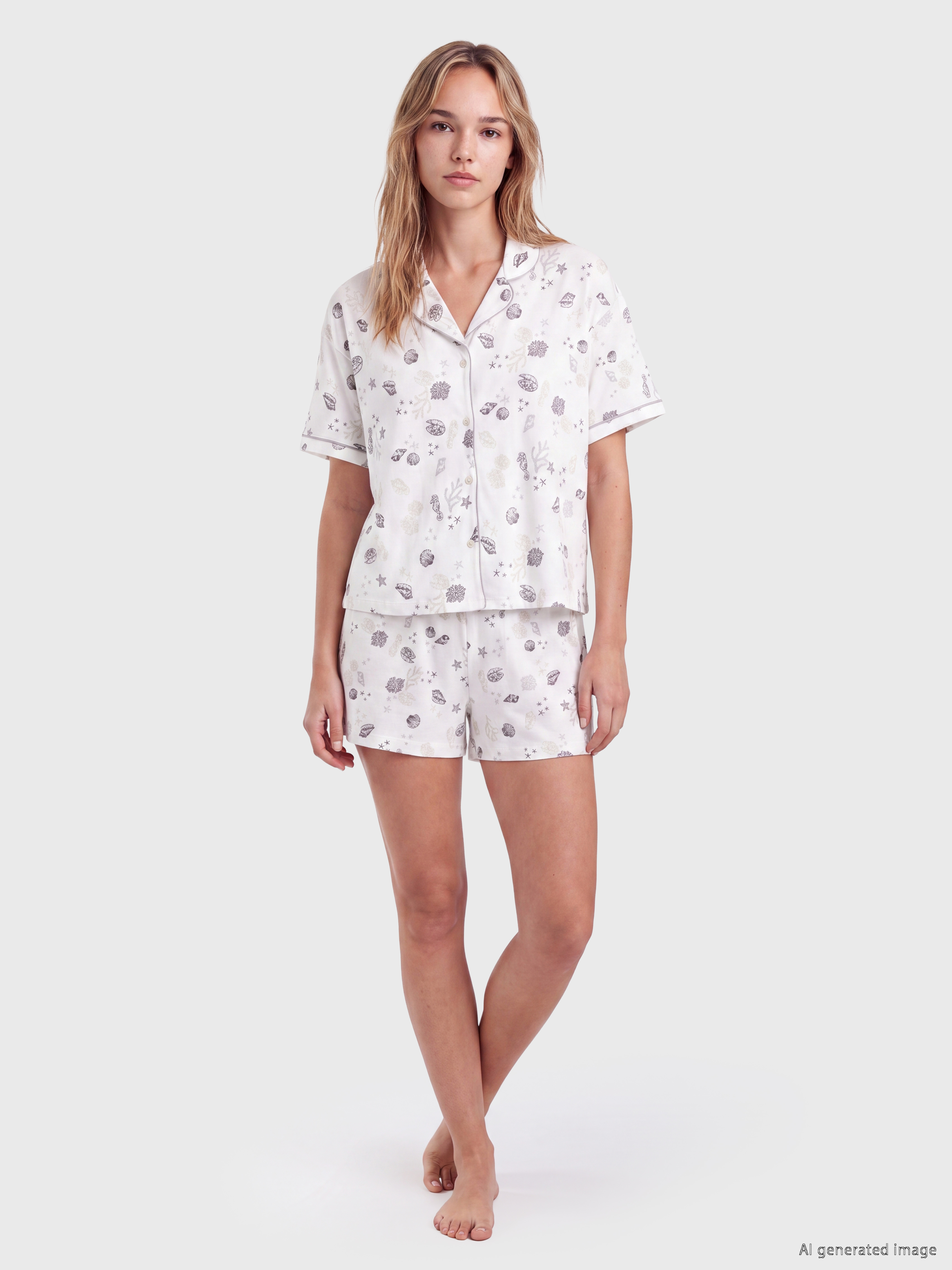 LCW DREAM Gömlek Yaka %100 Pamuklu Kadın Şortlu Pijama Takımı