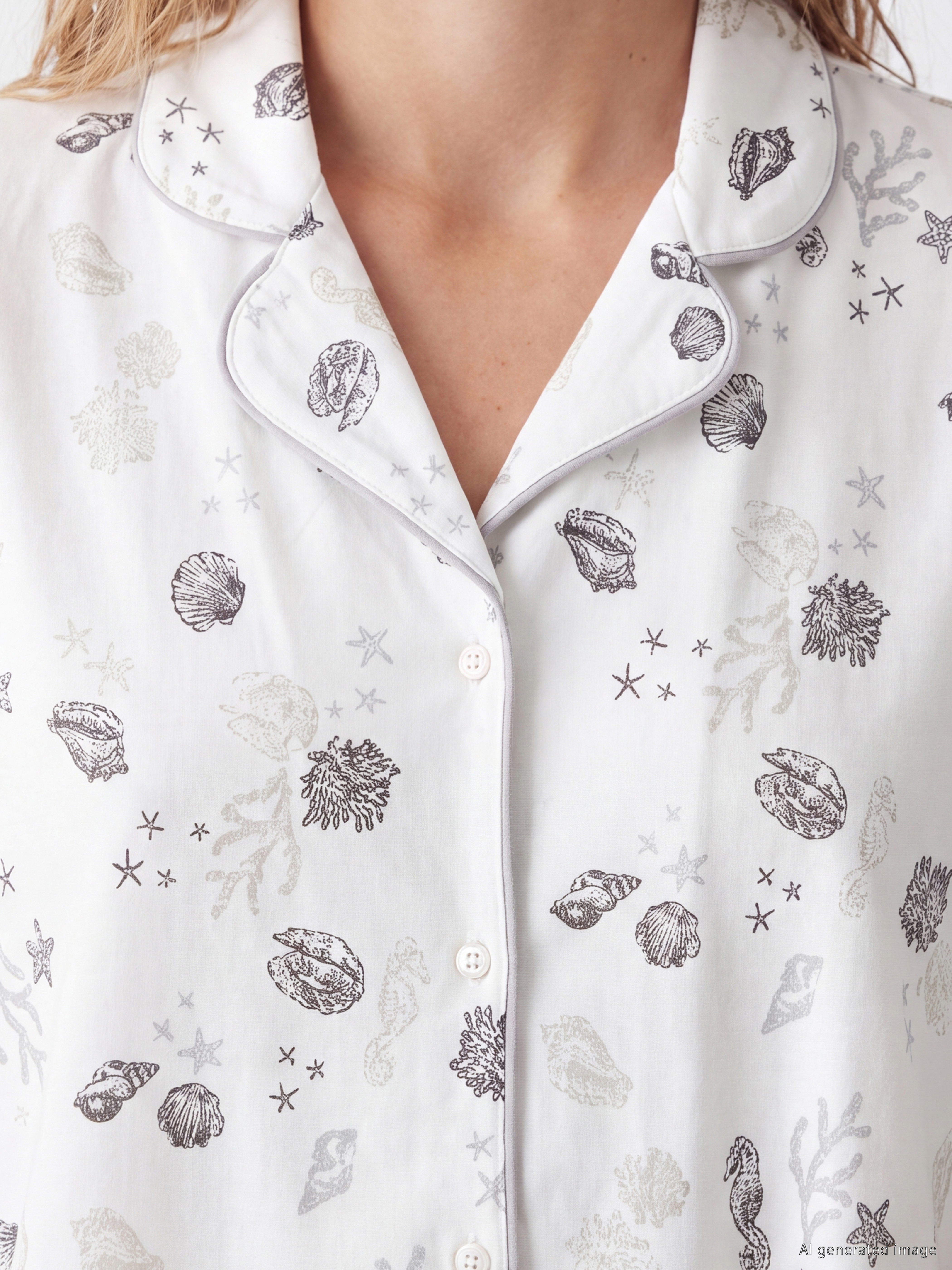 LCW DREAM Gömlek Yaka %100 Pamuklu Kadın Şortlu Pijama Takımı görsel 3