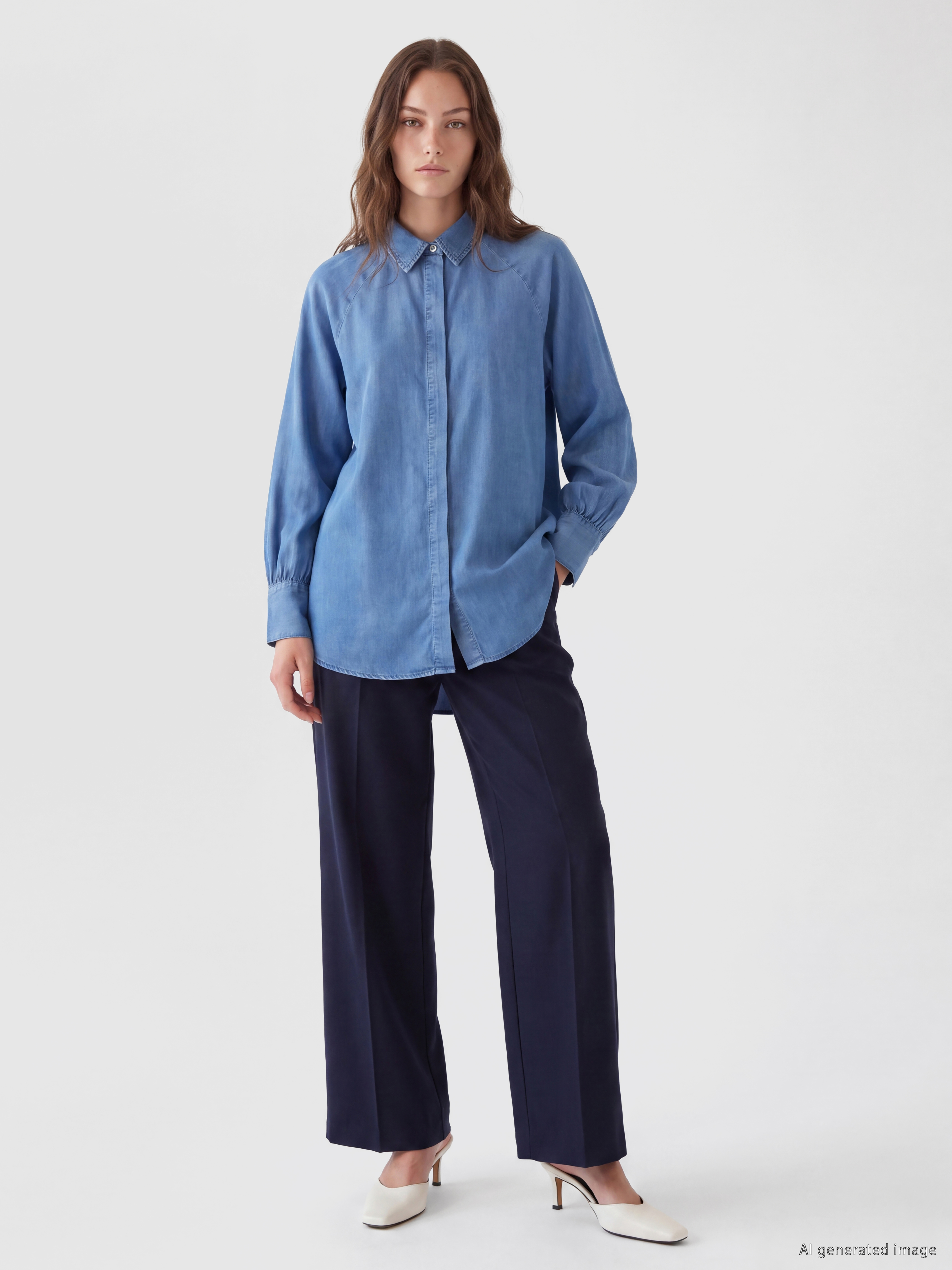 LCW Modest Kadın Jean Gömlek Tunik görsel 2