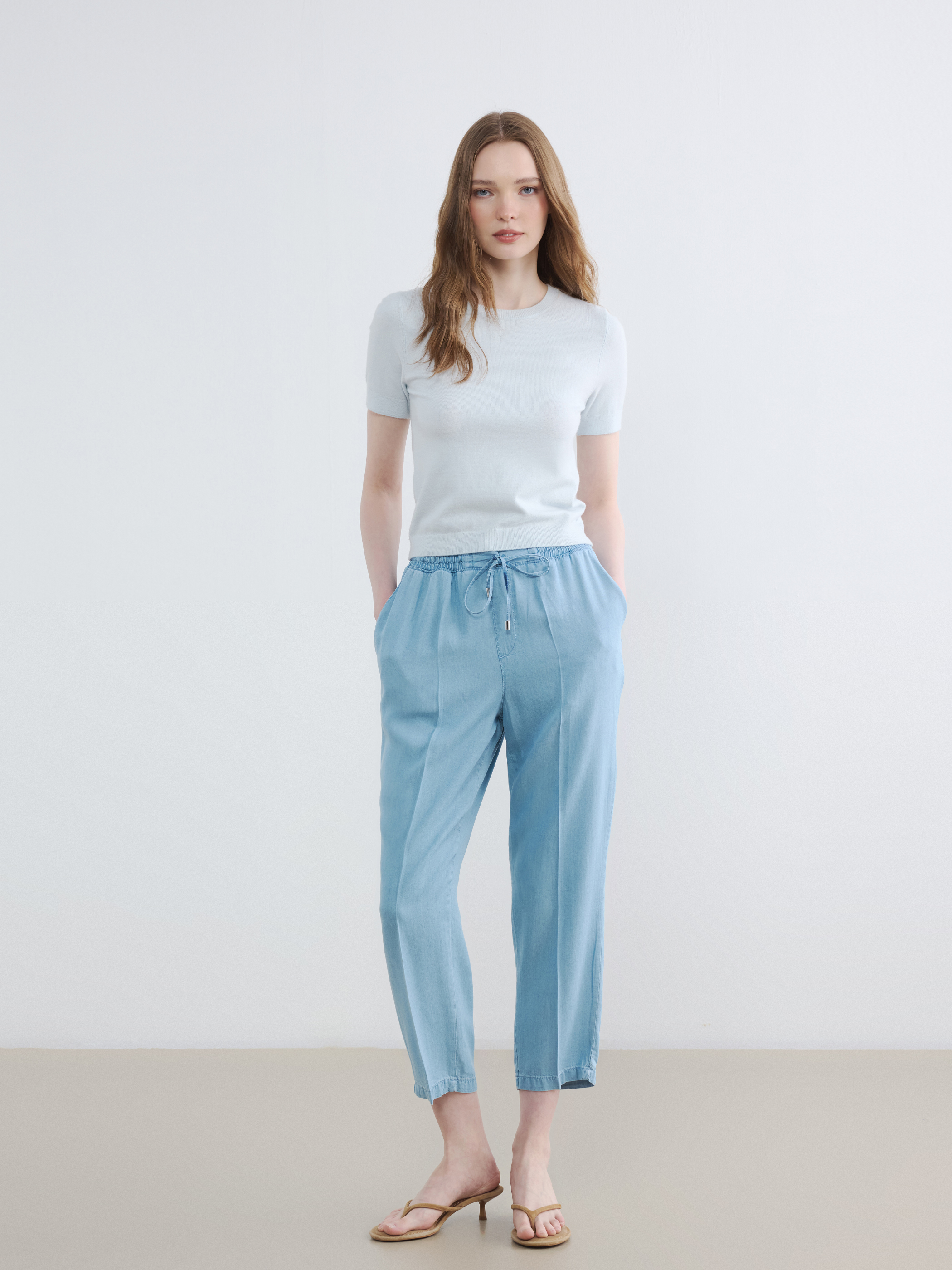 LCW Modest Beli Lastikli Mom Fit Kadın Jean Pantolon
