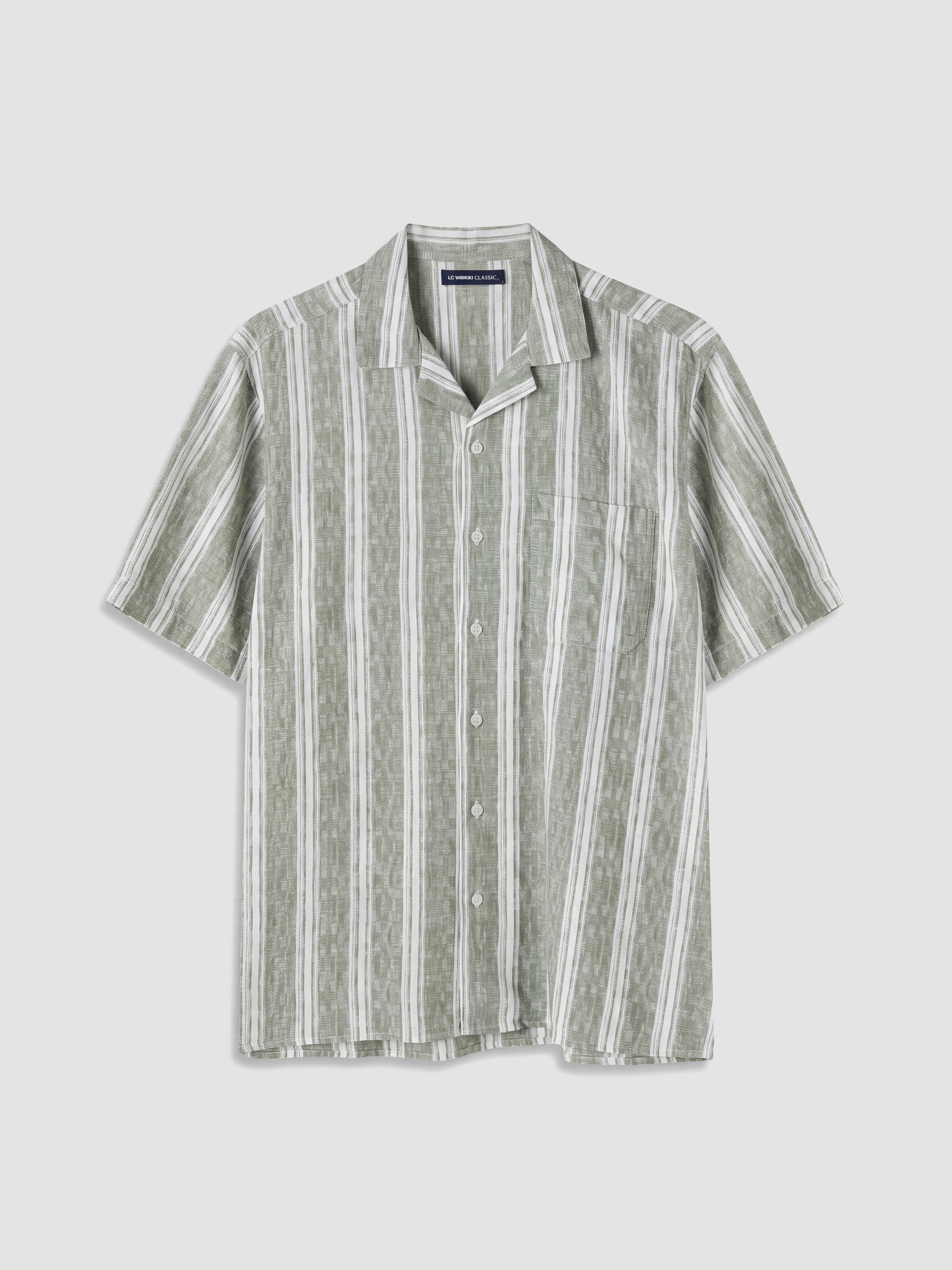 LCWAIKIKI Classic Regular Fit Çizgili Keten Görünümlü Erkek Gömlek görsel 4