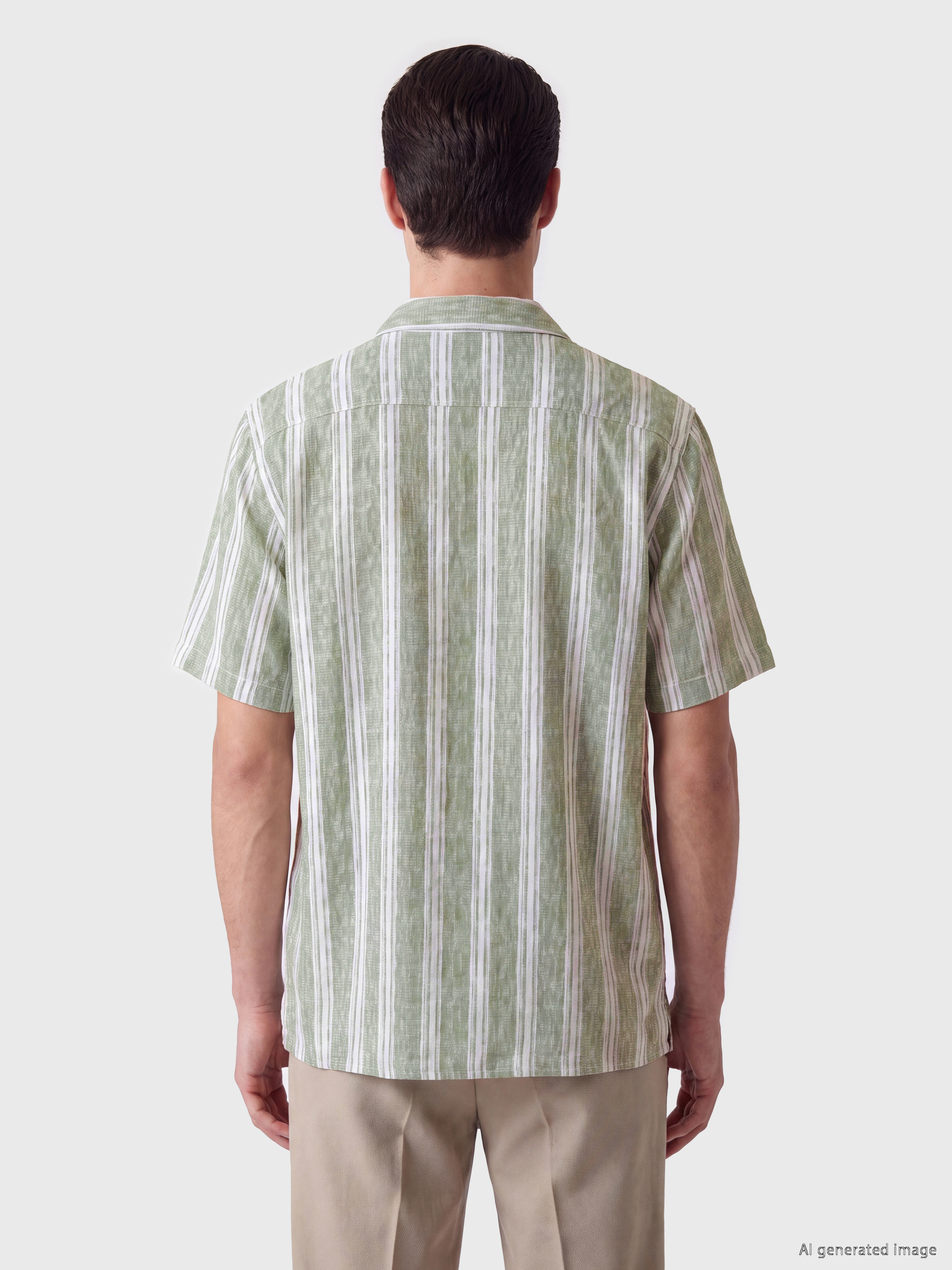 LCWAIKIKI Classic Regular Fit Çizgili Keten Görünümlü Erkek Gömlek görsel 3