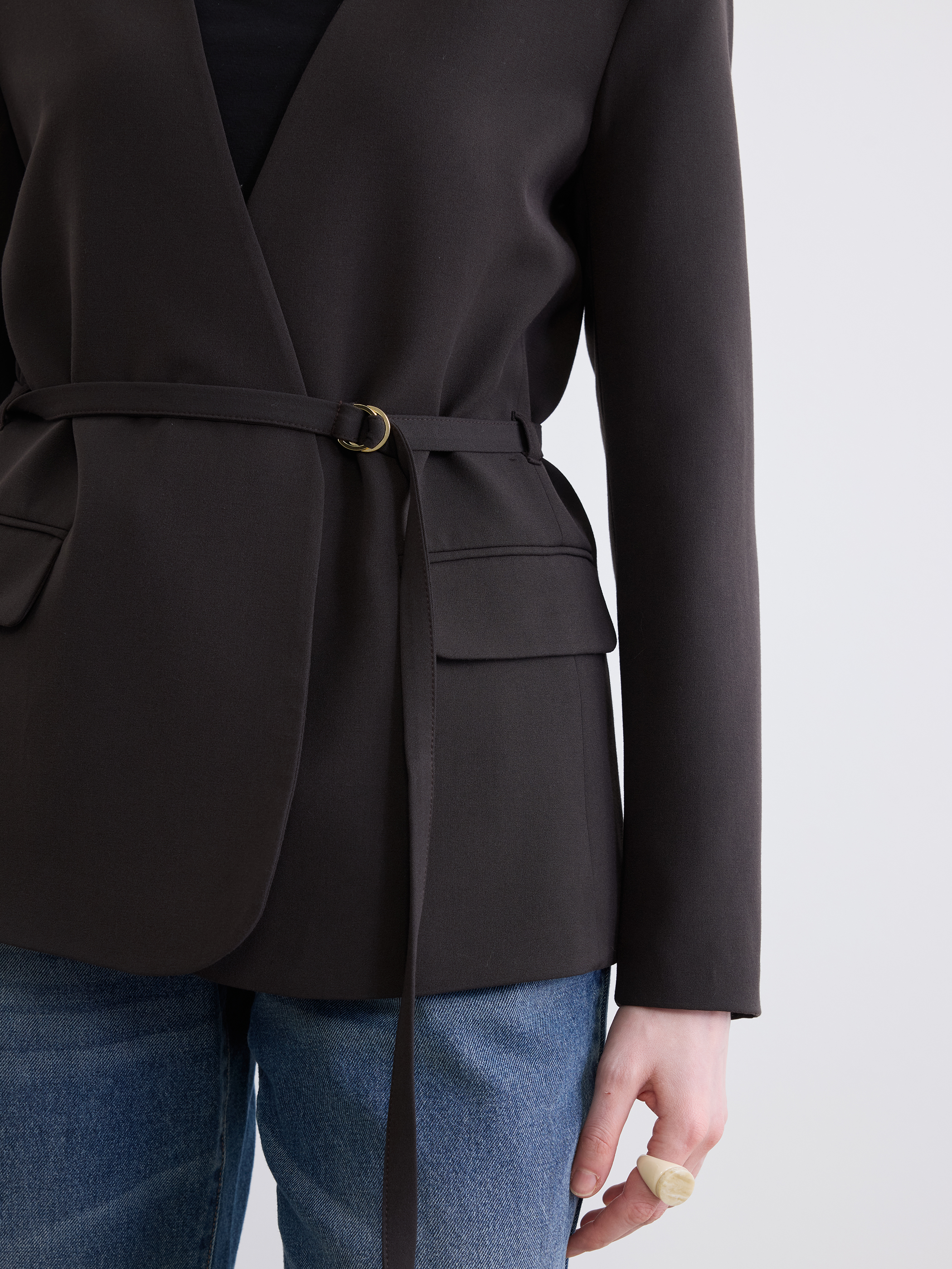 LCW STUDIO Beli Kemerli Kadın Blazer Ceket görsel 4