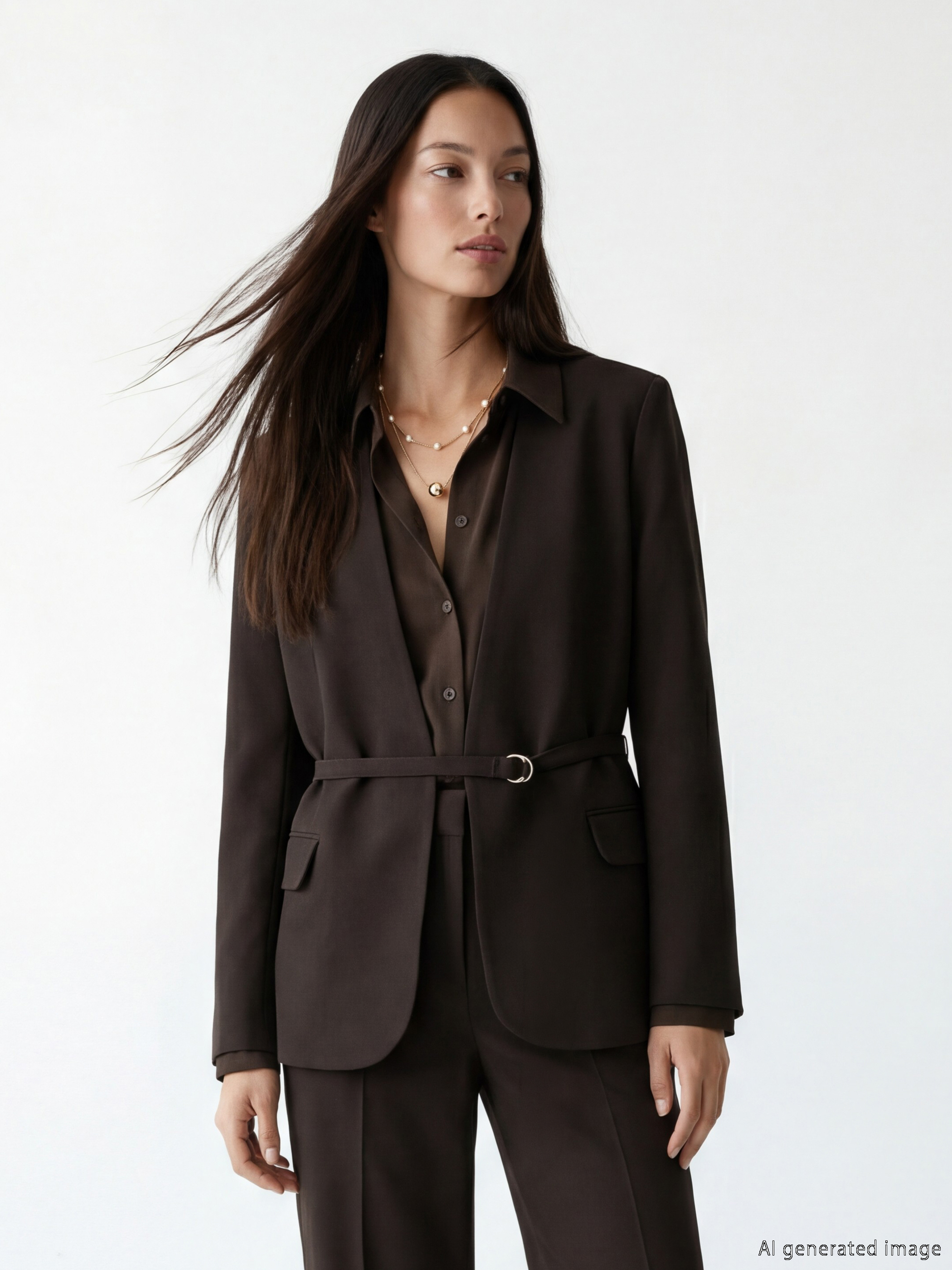 LCW STUDIO Beli Kemerli Kadın Blazer Ceket