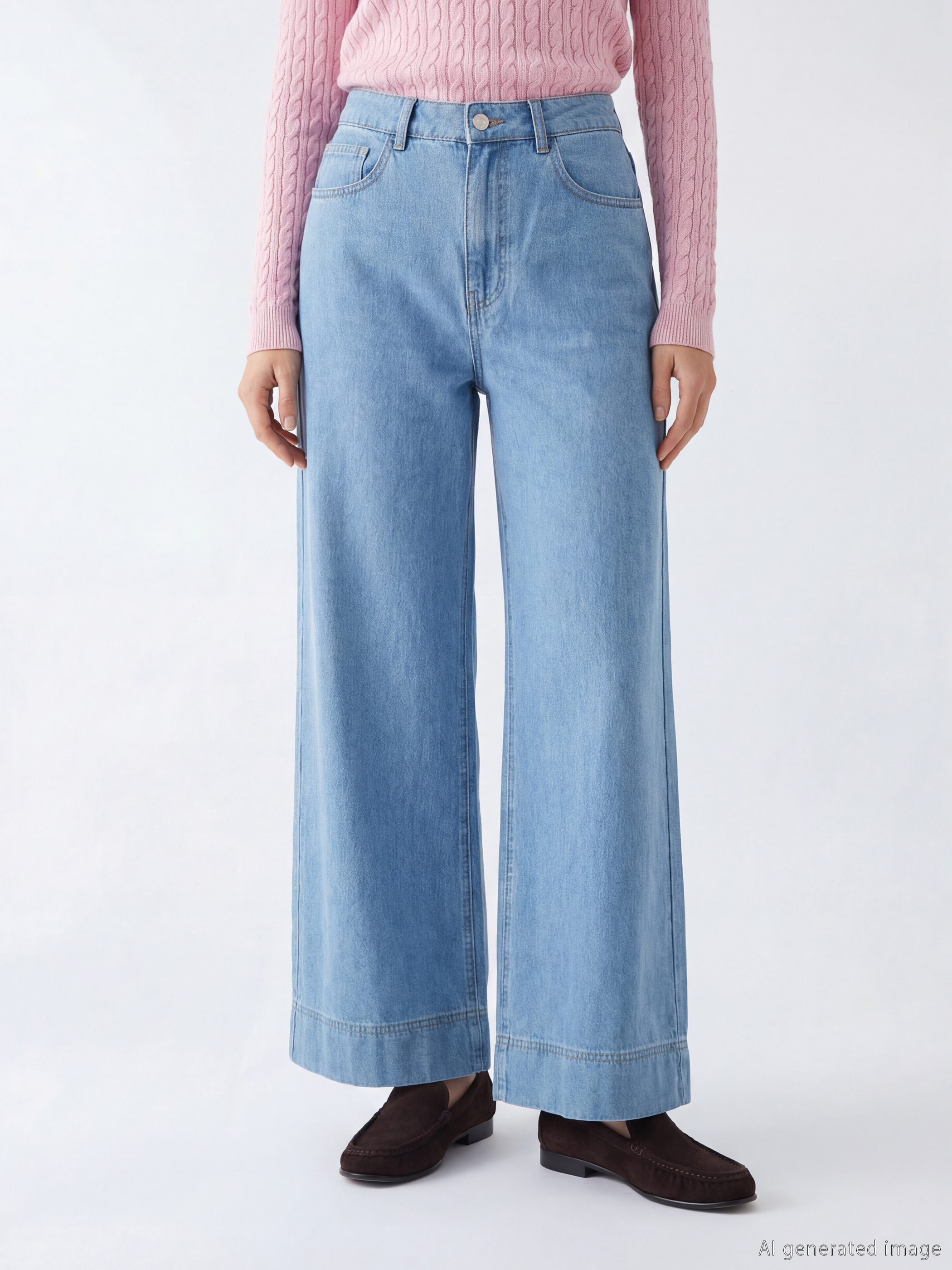 LCW Modest Wideleg Kadın Jean Pantolon görsel 2