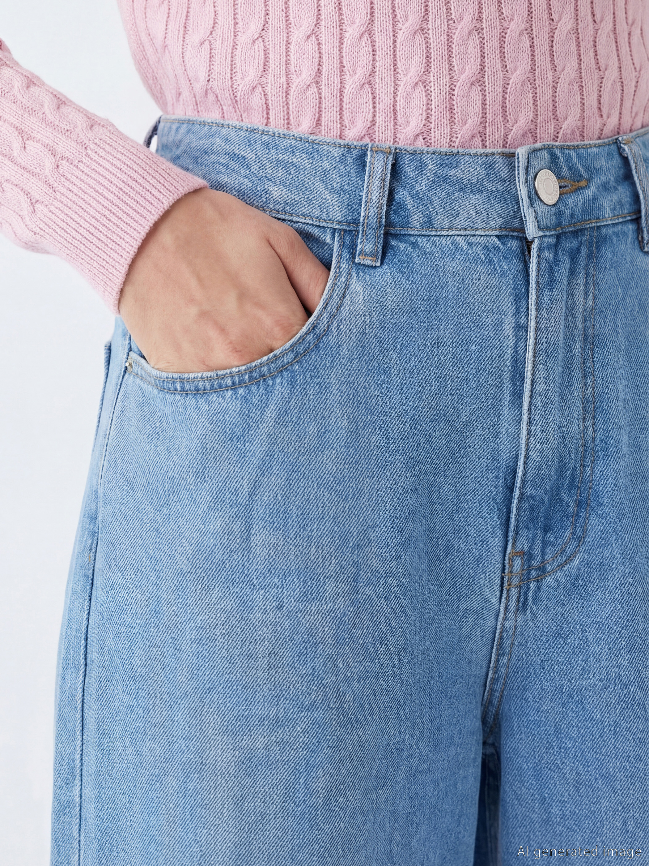 LCW Modest Wideleg Kadın Jean Pantolon görsel 3
