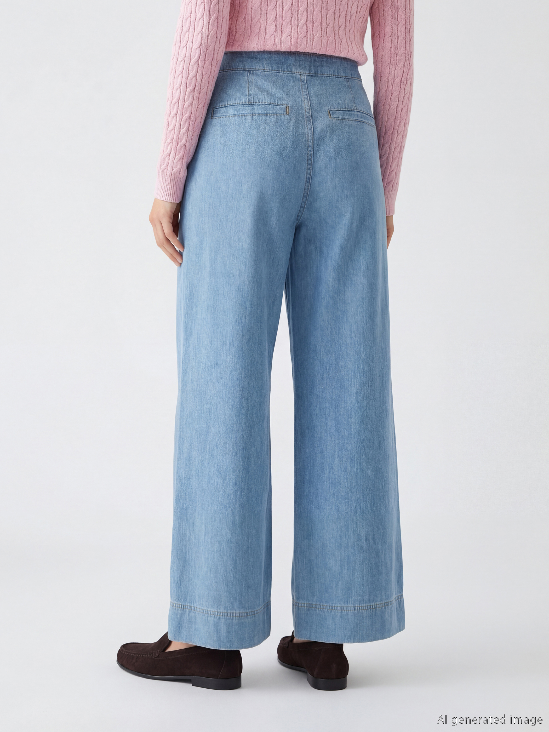 LCW Modest Wideleg Kadın Jean Pantolon görsel 4