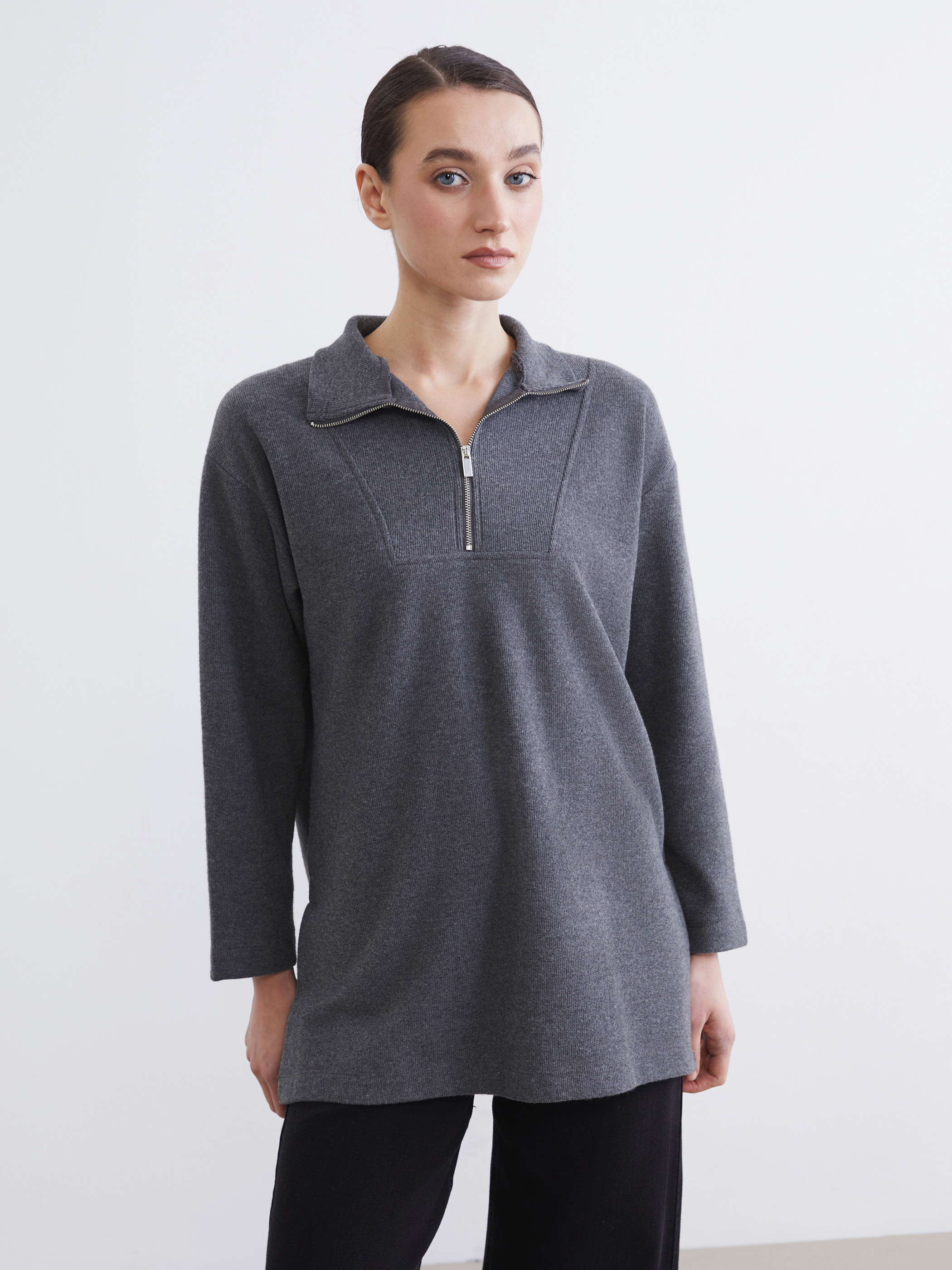 LCW Modest Dik Yaka Kadın Sweatshirt Tunik