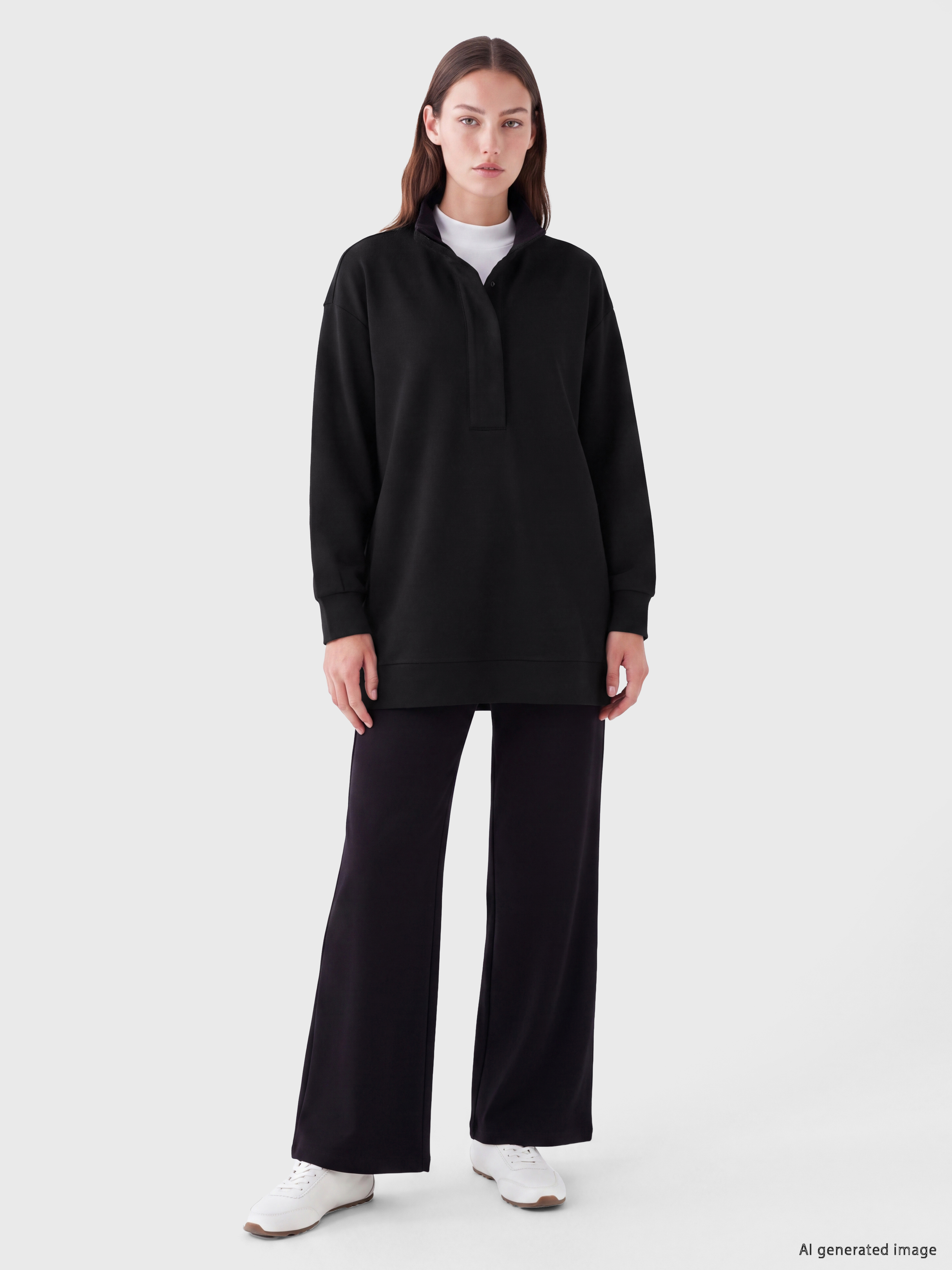 LCW Modest Soft Touch Oversize Kadın Sweatshirt Tunik görsel 2