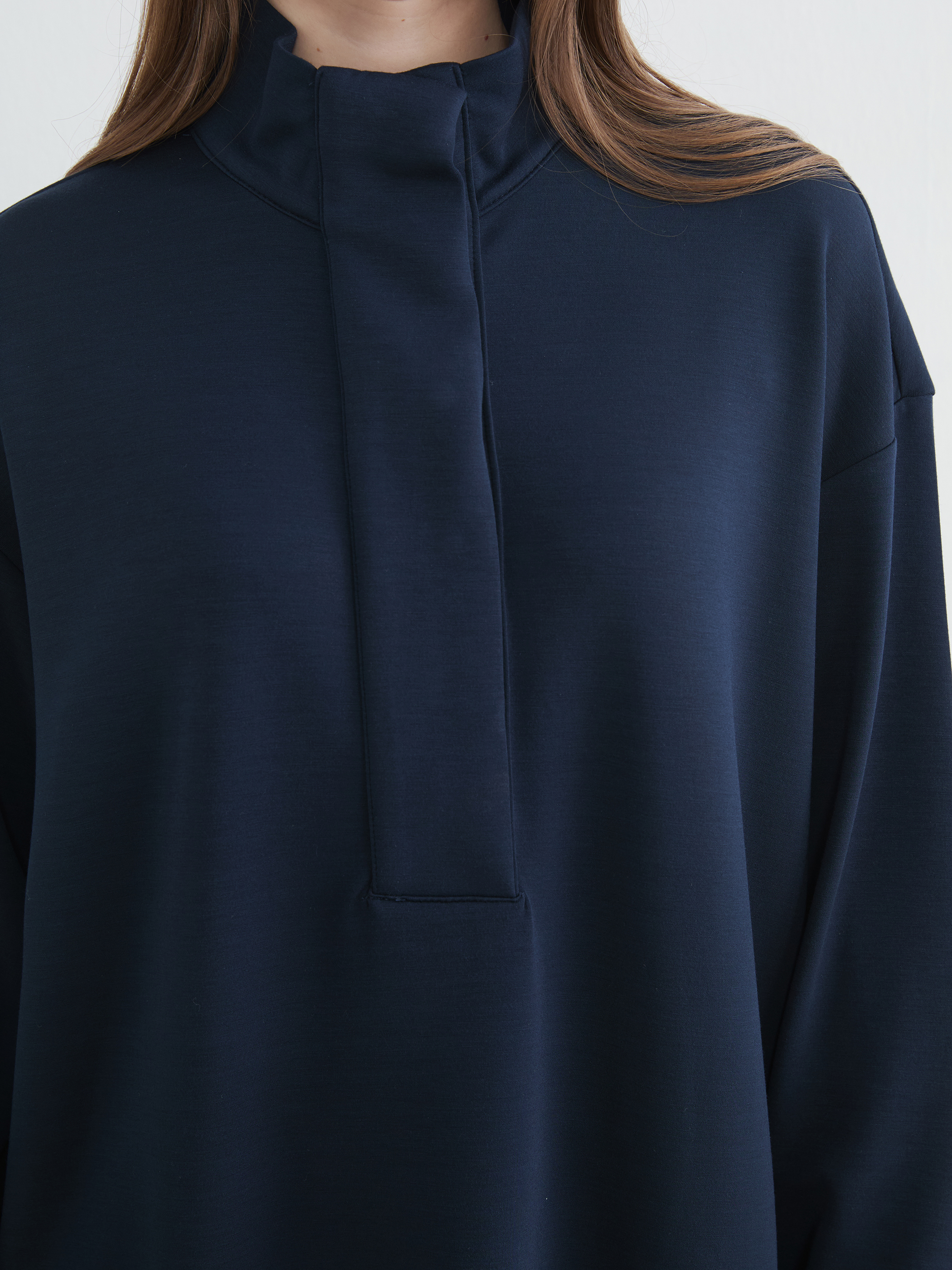 LCW Modest Soft Touch Oversize Kadın Sweatshirt Tunik görsel 3
