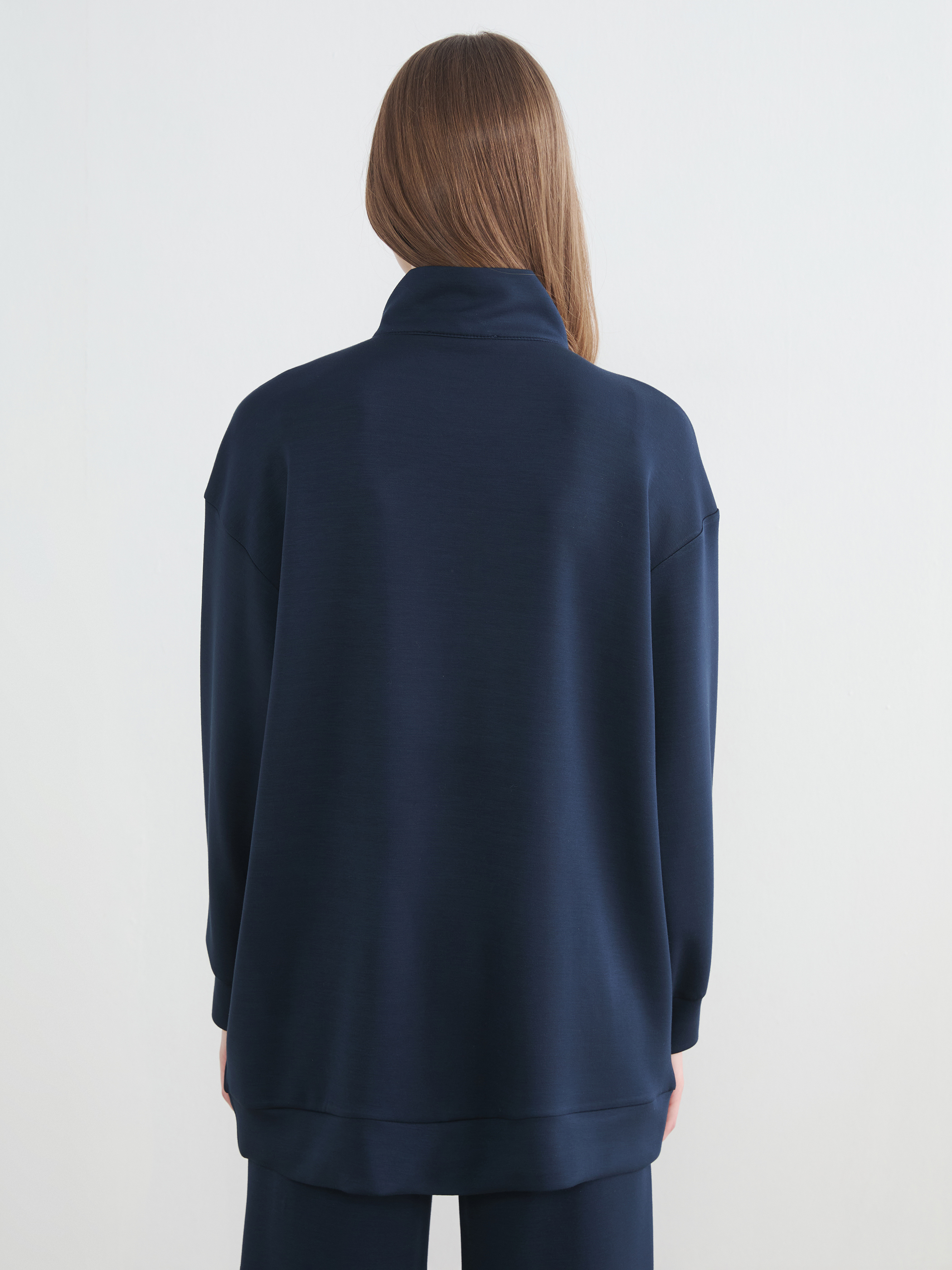 LCW Modest Soft Touch Oversize Kadın Sweatshirt Tunik görsel 4