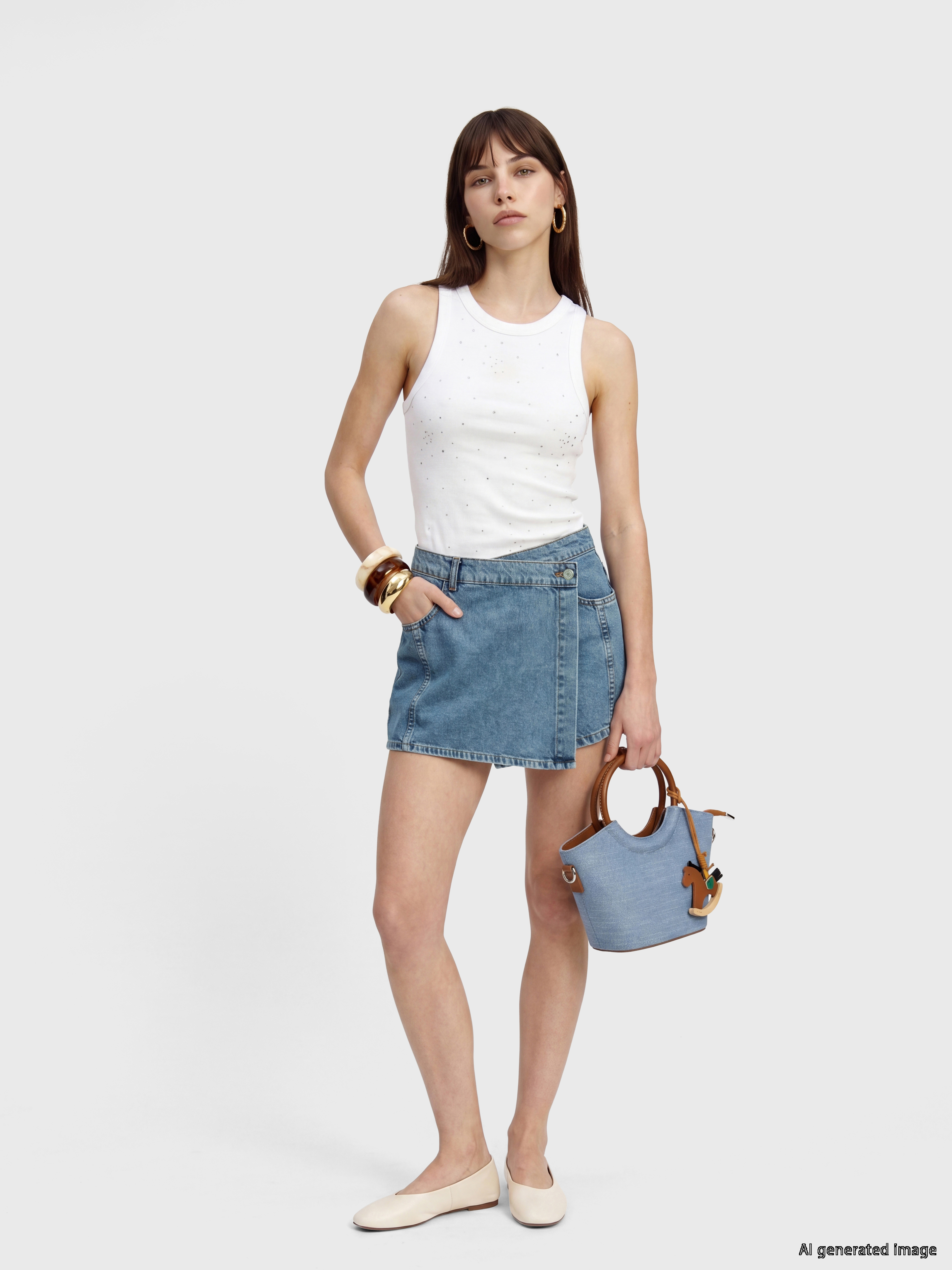 LCW Jeans Yüksek Bel Kadın Jean Şort Etek