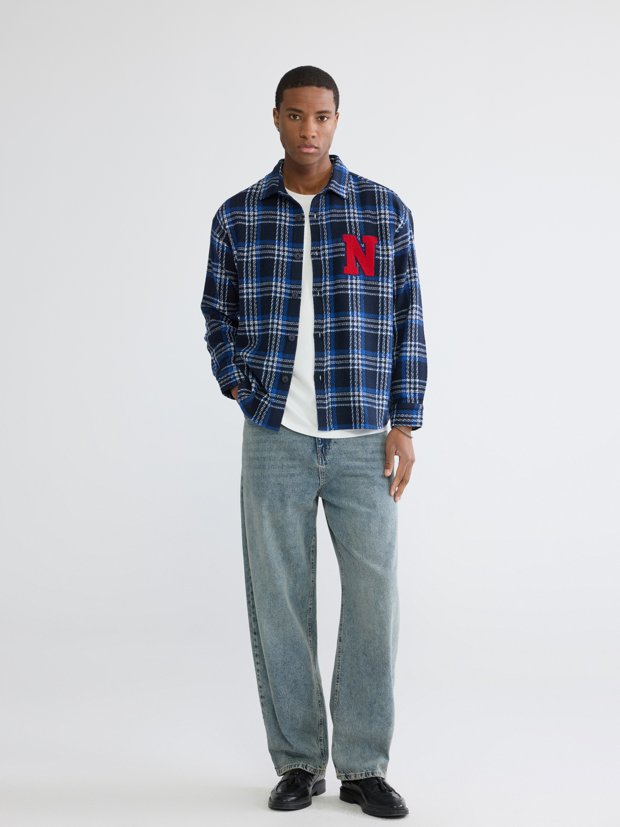 XSIDE Loose Fit Ekose Yün Karışımlı Erkek Gömlek Ceket görsel 2