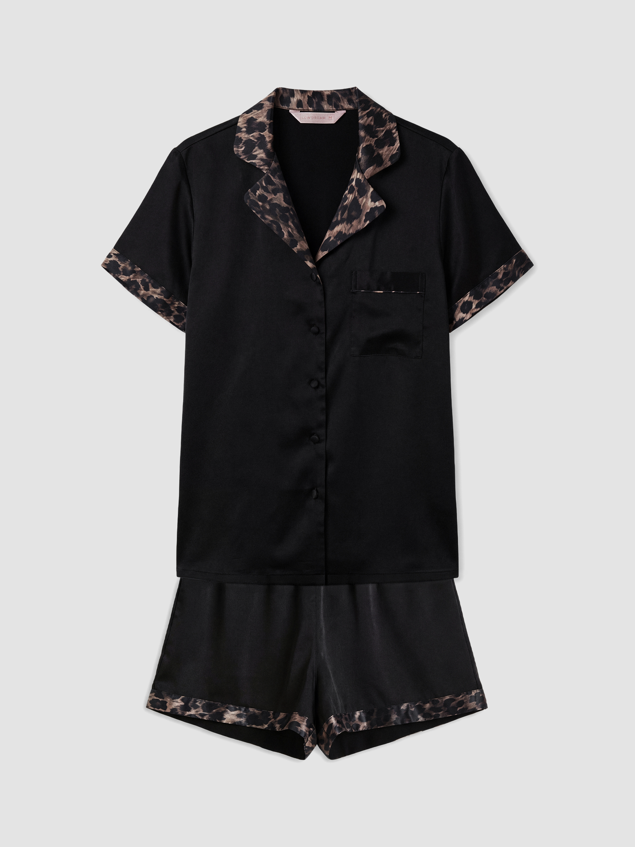 LCW DREAM Leopar Desenli Saten Kadın Şortlu Pijama Takımı görsel 5