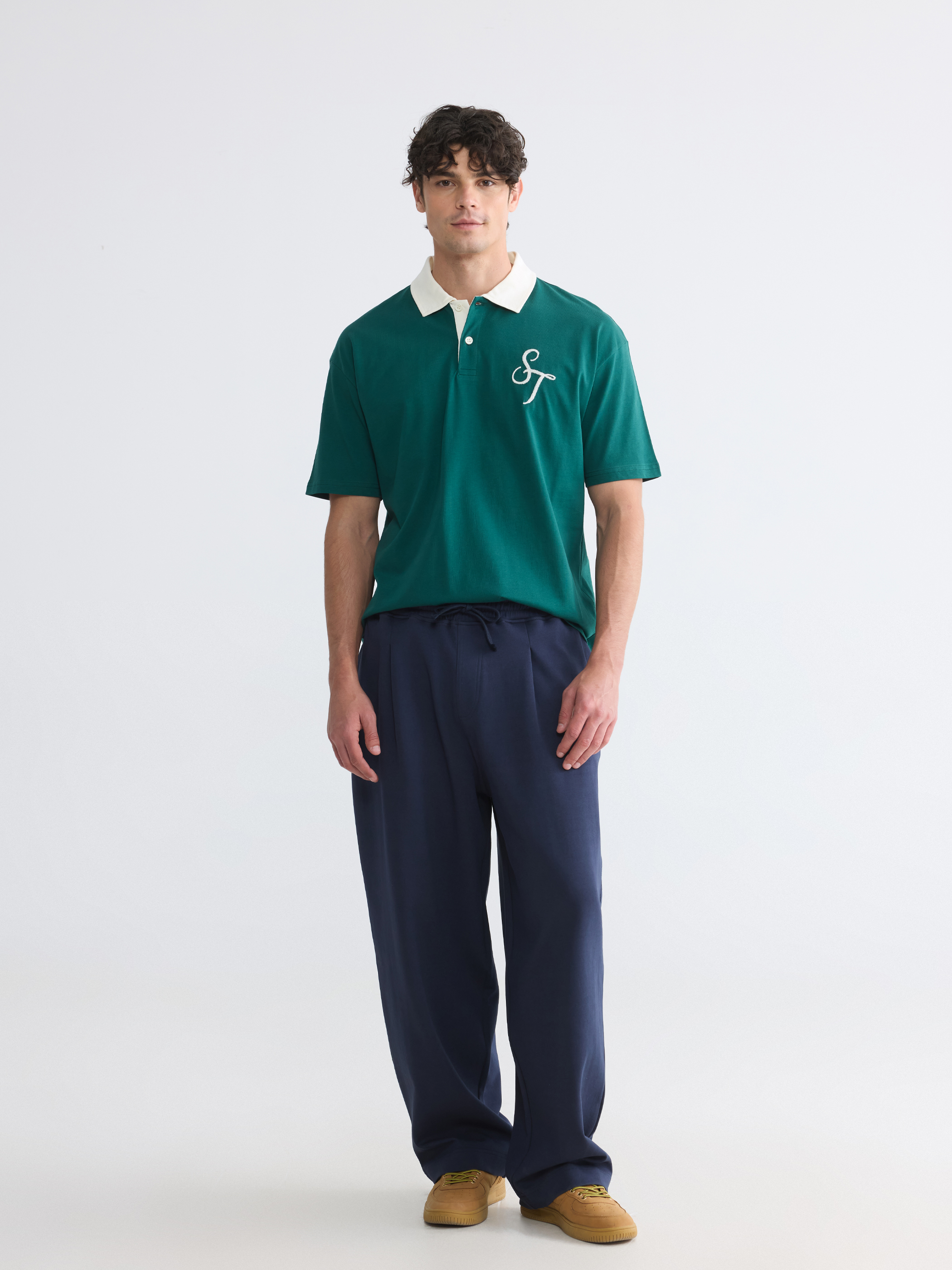 XSIDE Rahat Fit Nakışlı Polo Yaka Erkek Tişört görsel 2