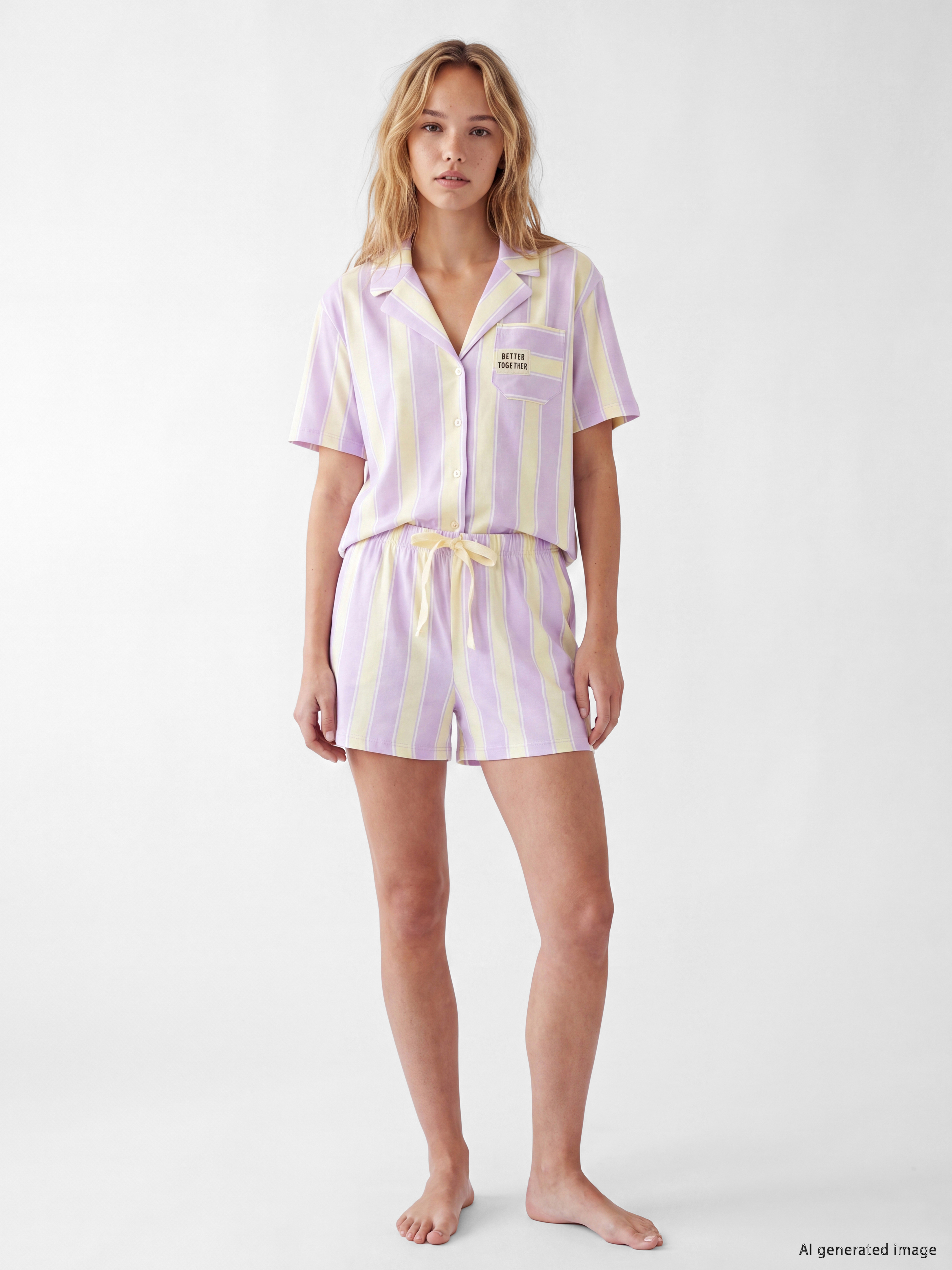 LCW Young Gömlek Yaka Çizgili Kadın Pijama Takımı