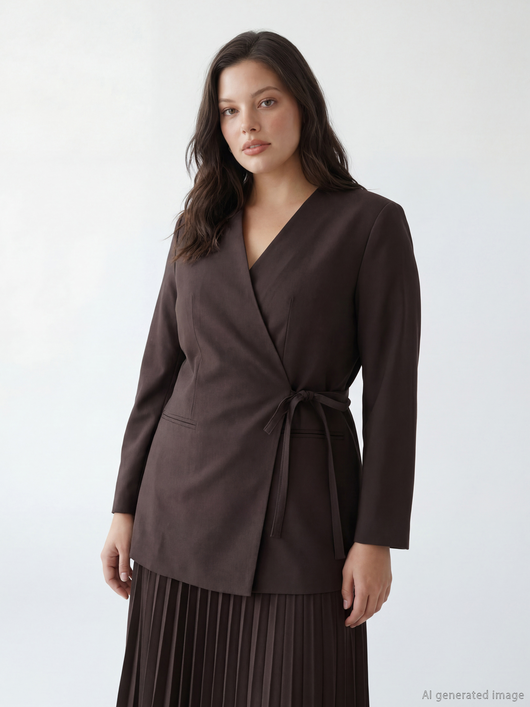 LCW Modest Kruvaze Yaka Kadın Blazer Ceket görsel 4