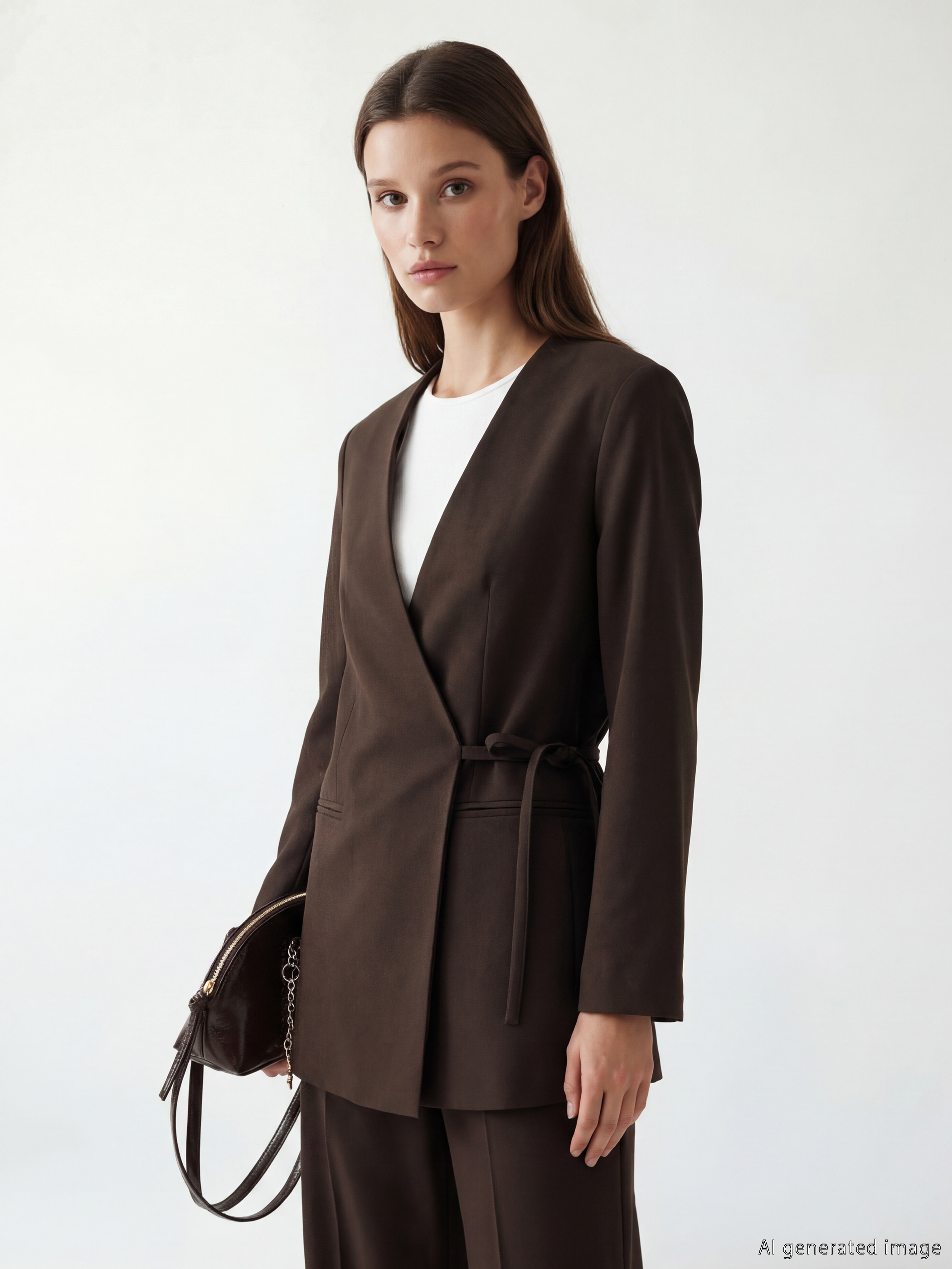 LCW Modest Kruvaze Yaka Kadın Blazer Ceket görsel 3