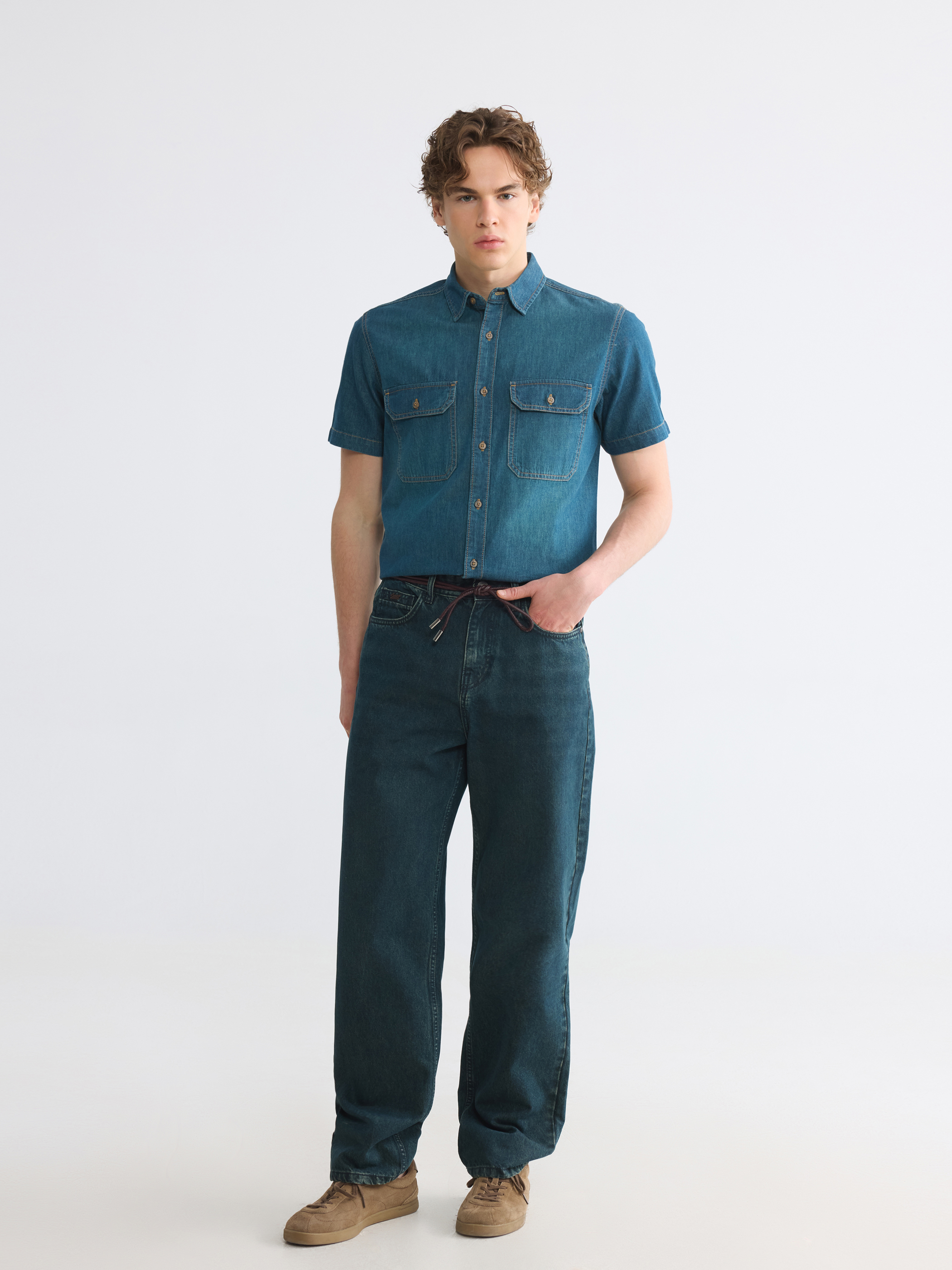LCW Jeans Regular Fit Erkek Jean Gömlek görsel 2