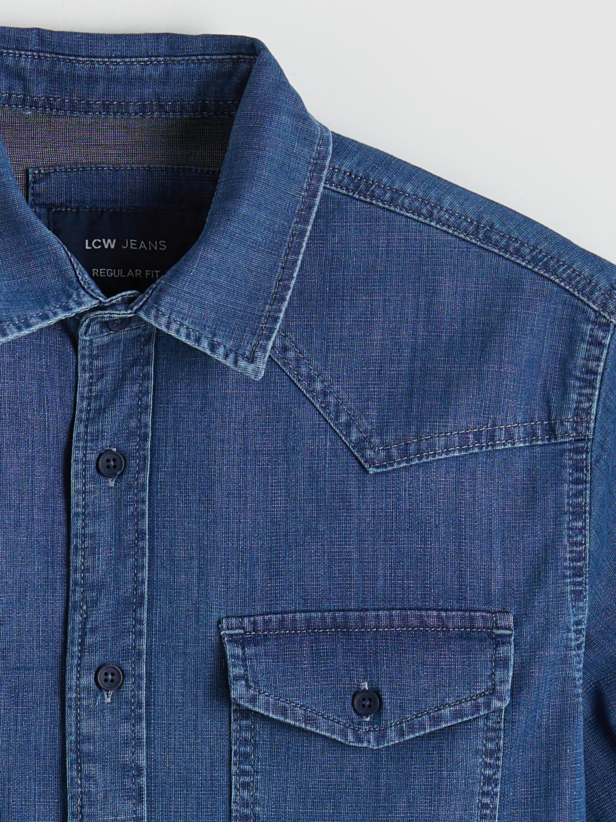 LCW Jeans Regular Fit Erkek Jean Gömlek görsel 6