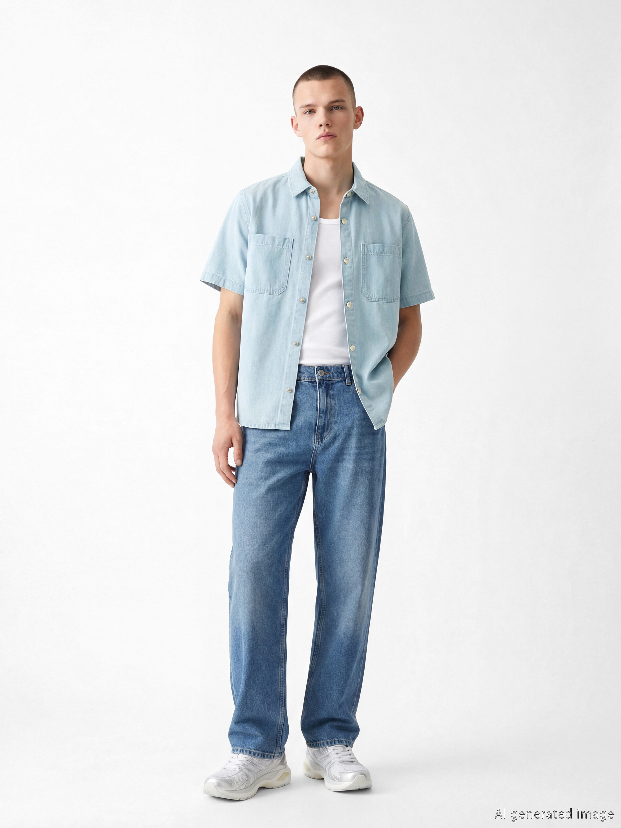 LCW Jeans Loose Fit Erkek Jean Gömlek görsel 2