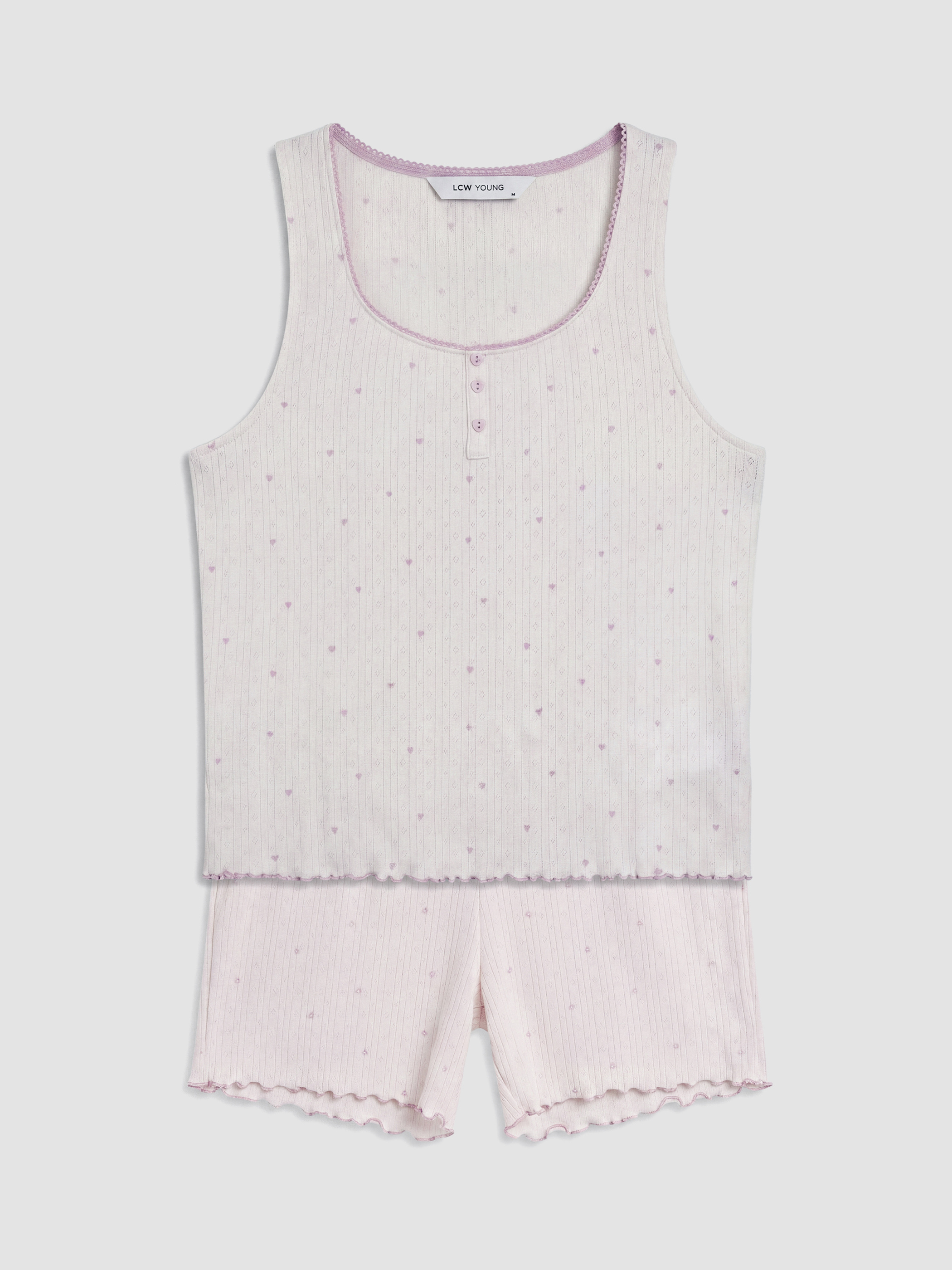 LCW Young Puantiyeli Kadın Şortlu Pijama Takımı görsel 5