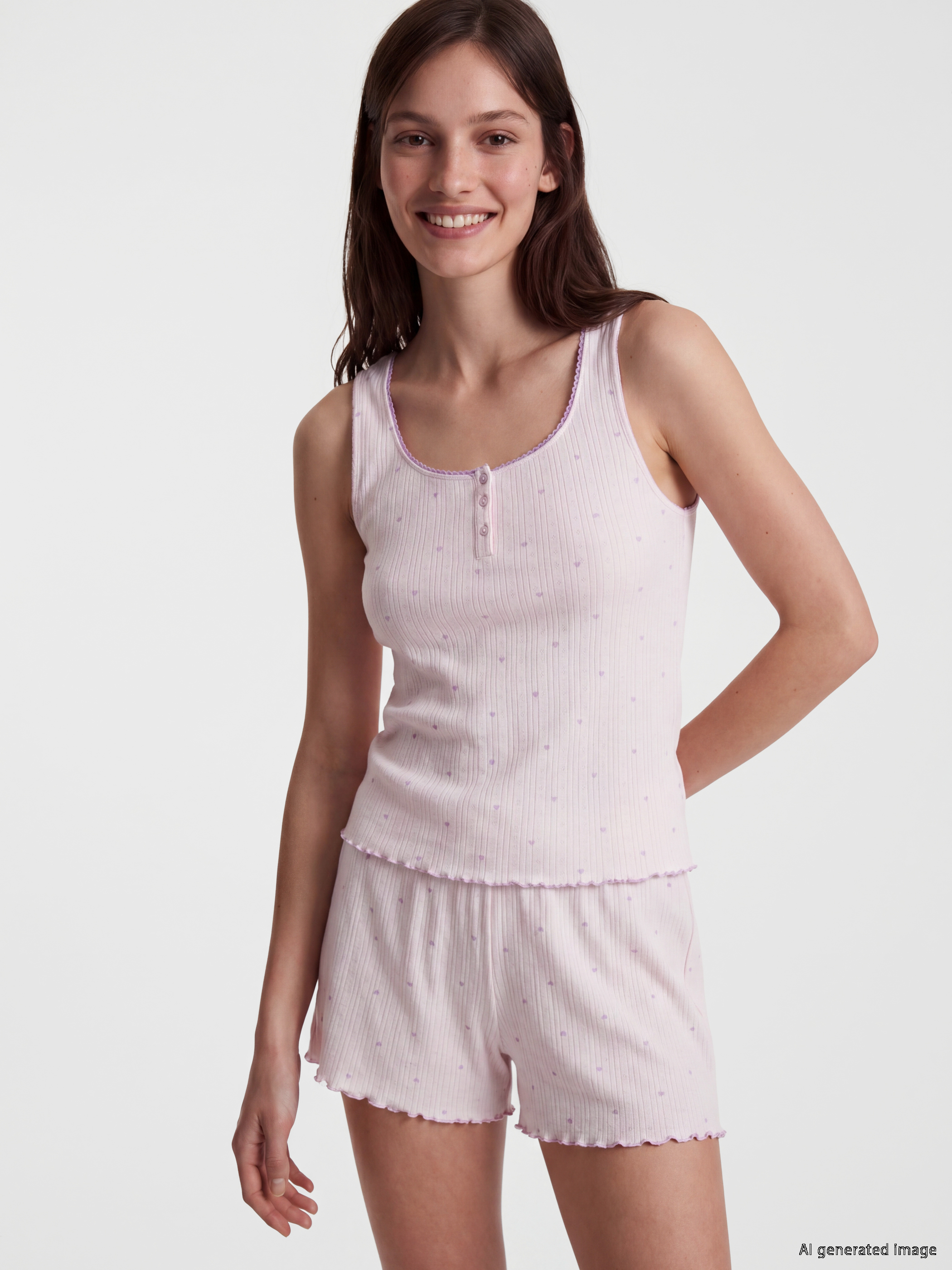 LCW Young Puantiyeli Kadın Şortlu Pijama Takımı görsel 2