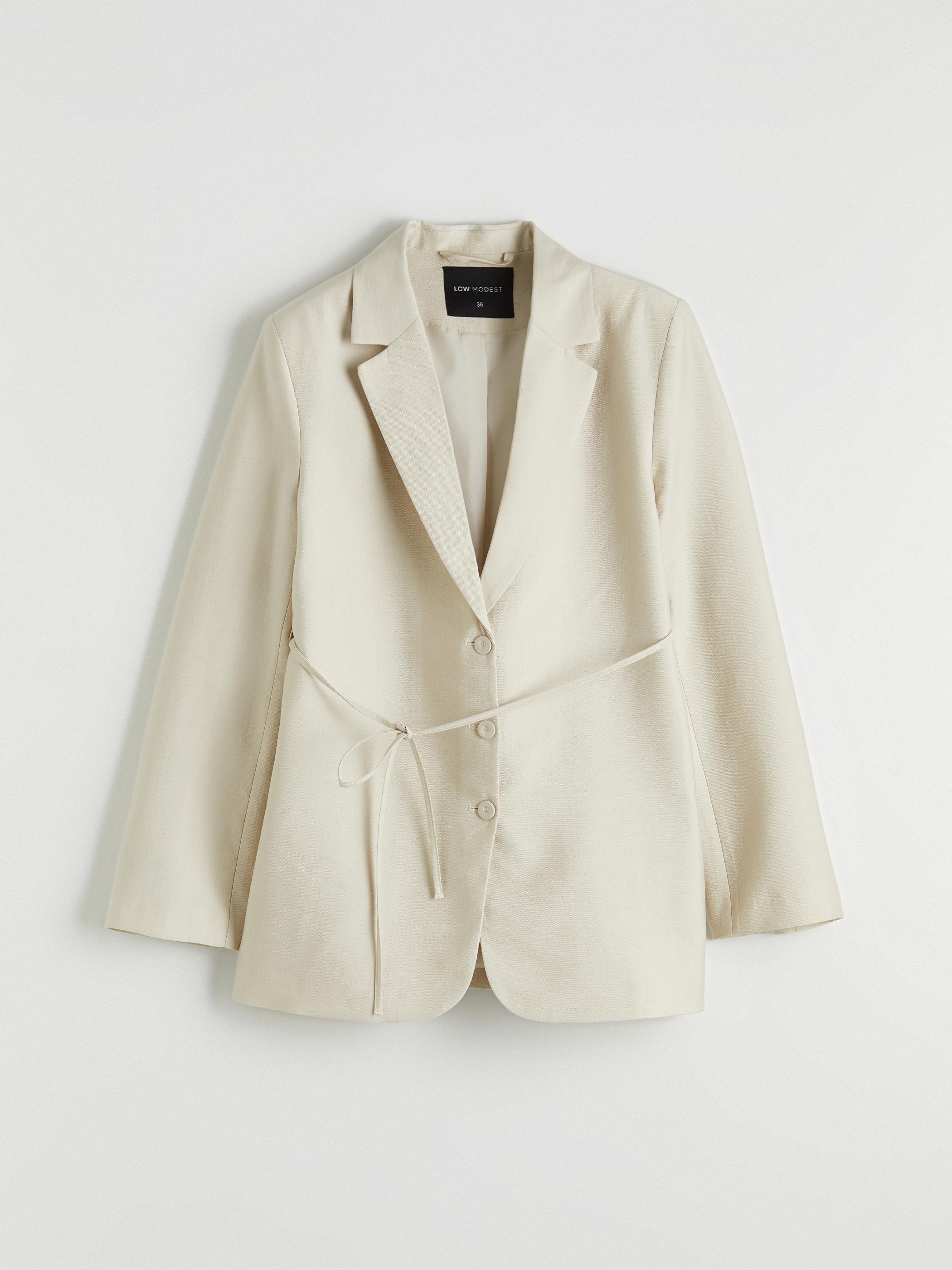 LCW Modest Kuşaklı Yaka Kadın Blazer Ceket görsel 6