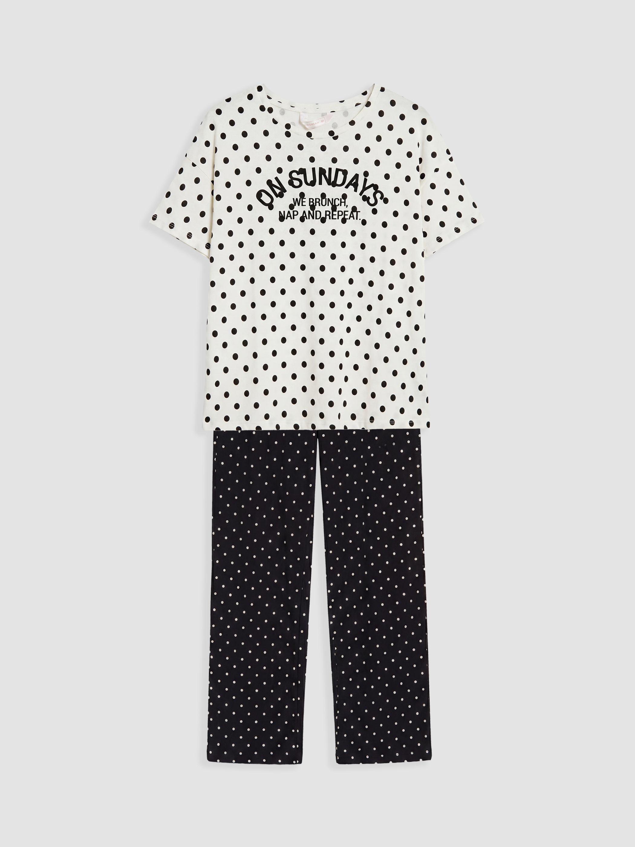 LCW DREAM Bisiklet Yaka Puantiyeli Kadın Pijama Takım görsel 5