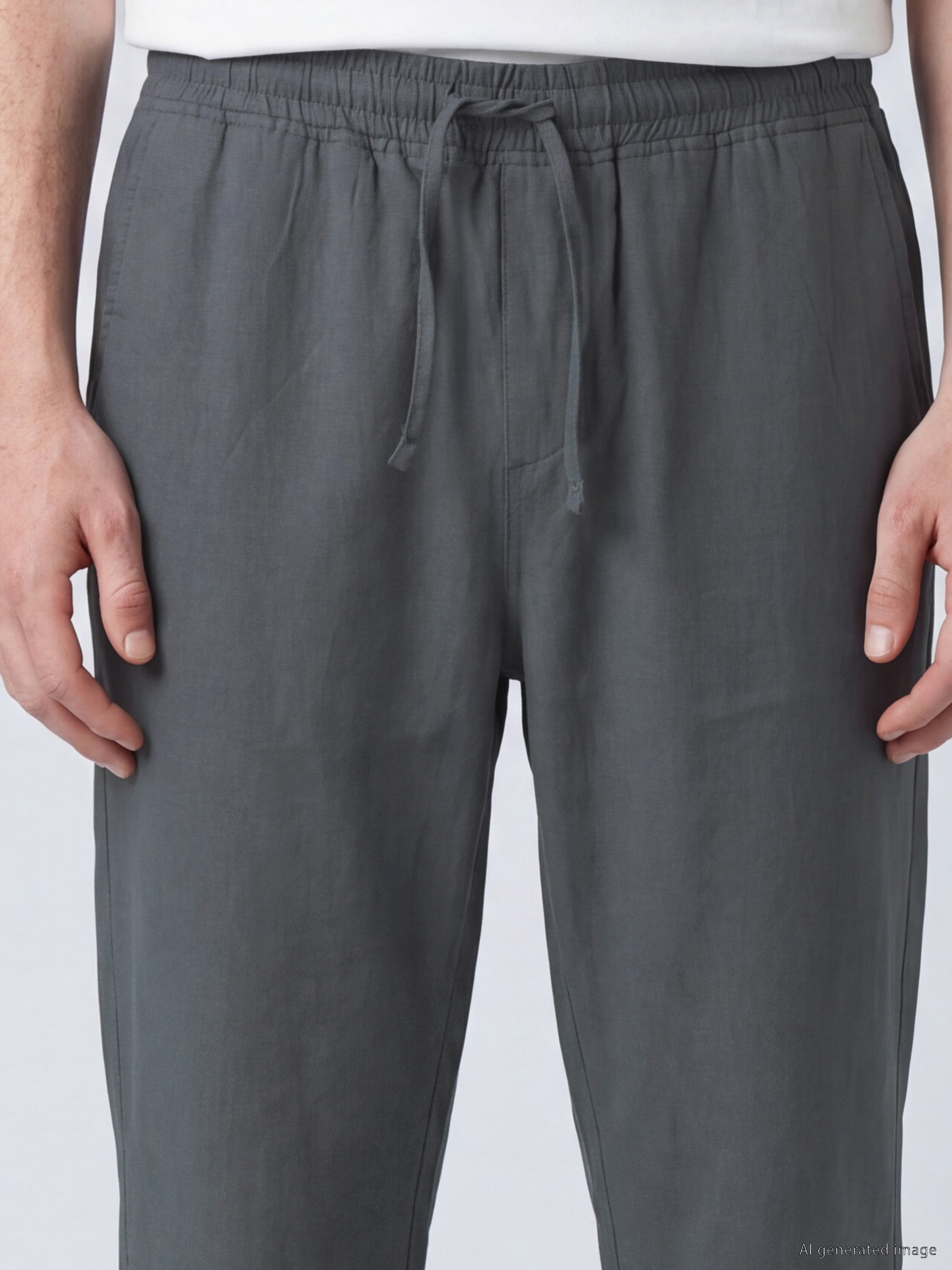 XSIDE Loose Fit Keten Görünümlü Erkek Pantolon görsel 3