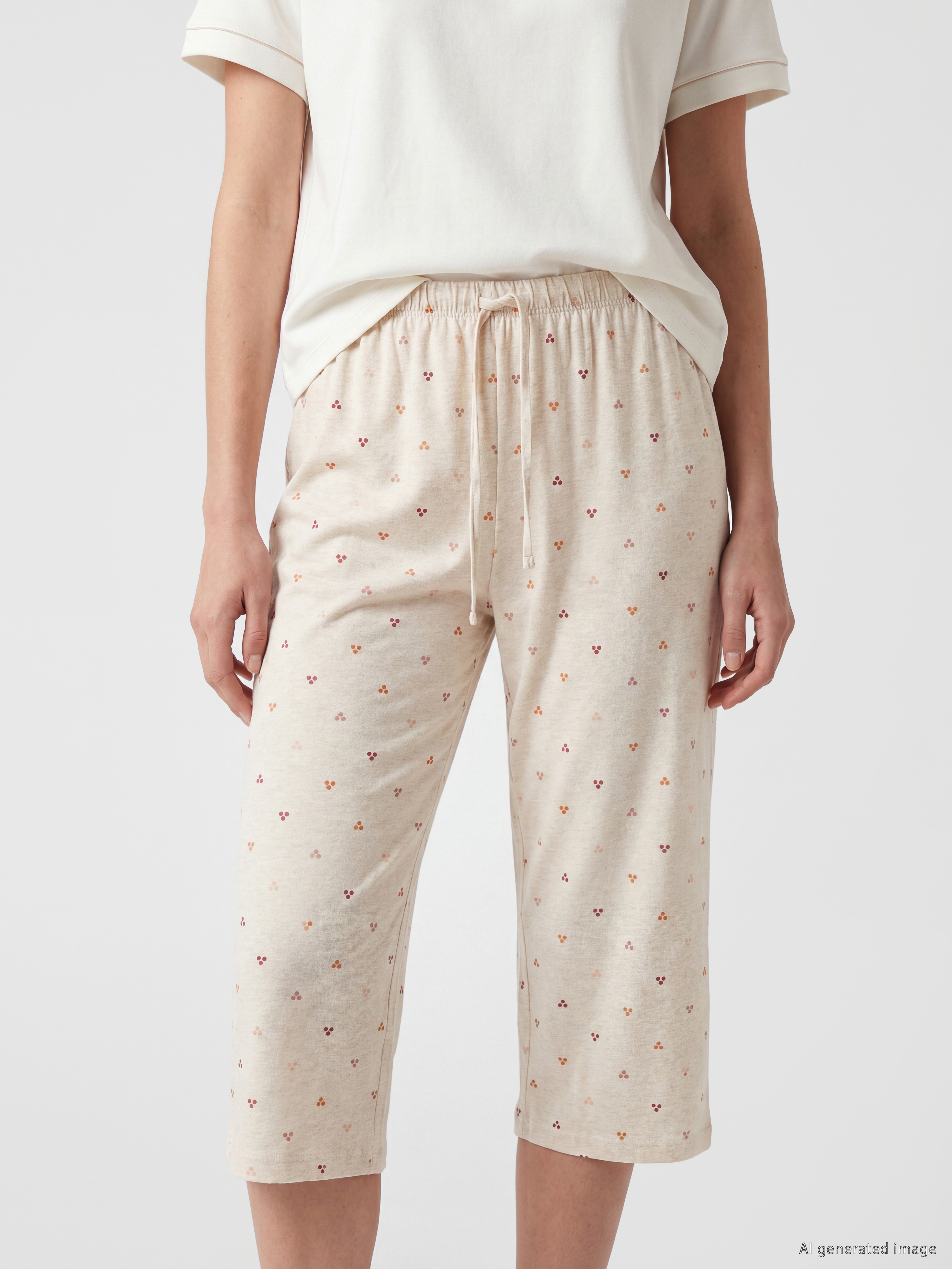 LCW DREAM Beli Lastikli Desenli Kadın Kapri Pijama Alt görsel 3