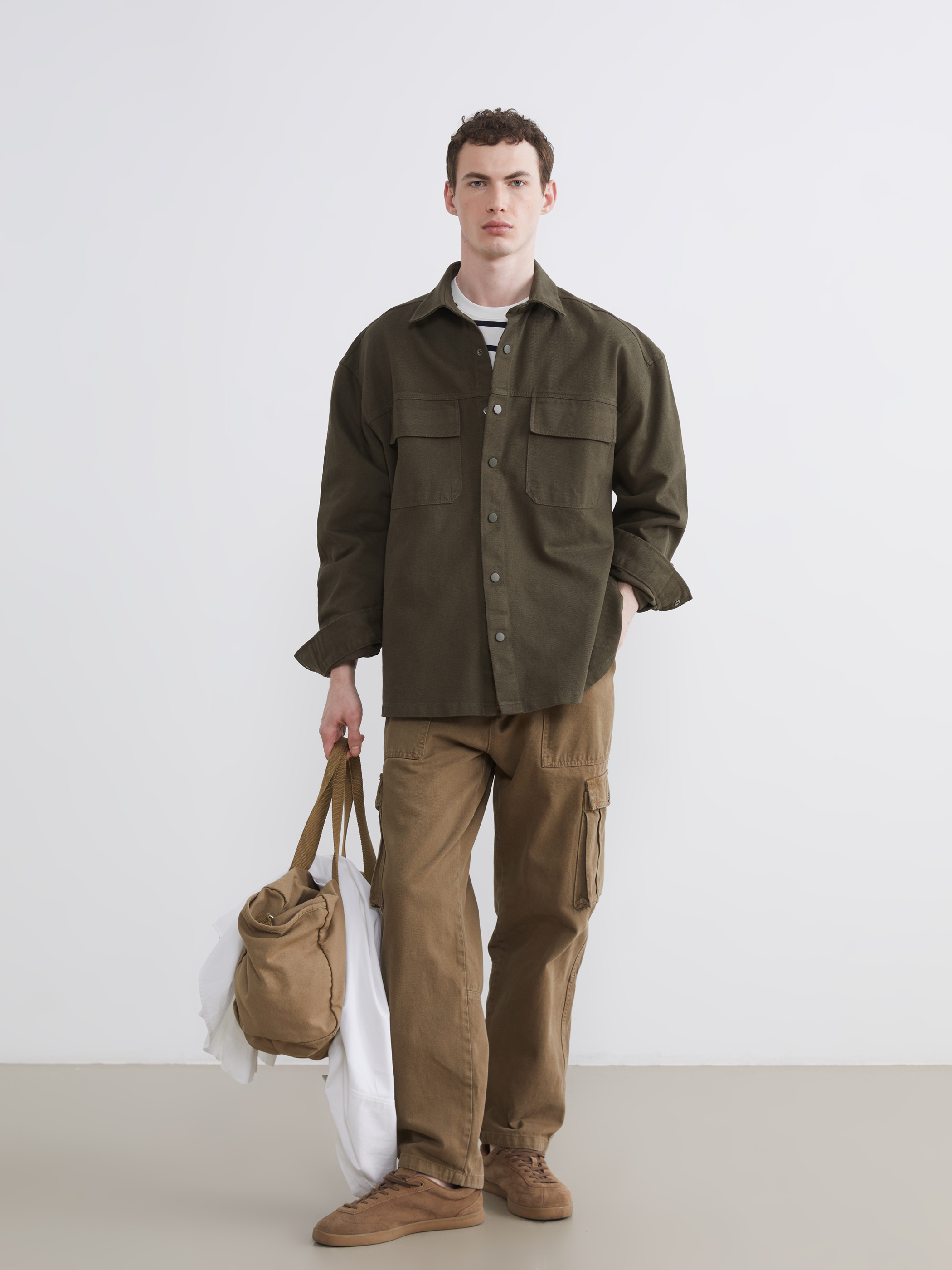 XSIDE Loose Fit Erkek Gabardin Gömlek Ceket görsel 2