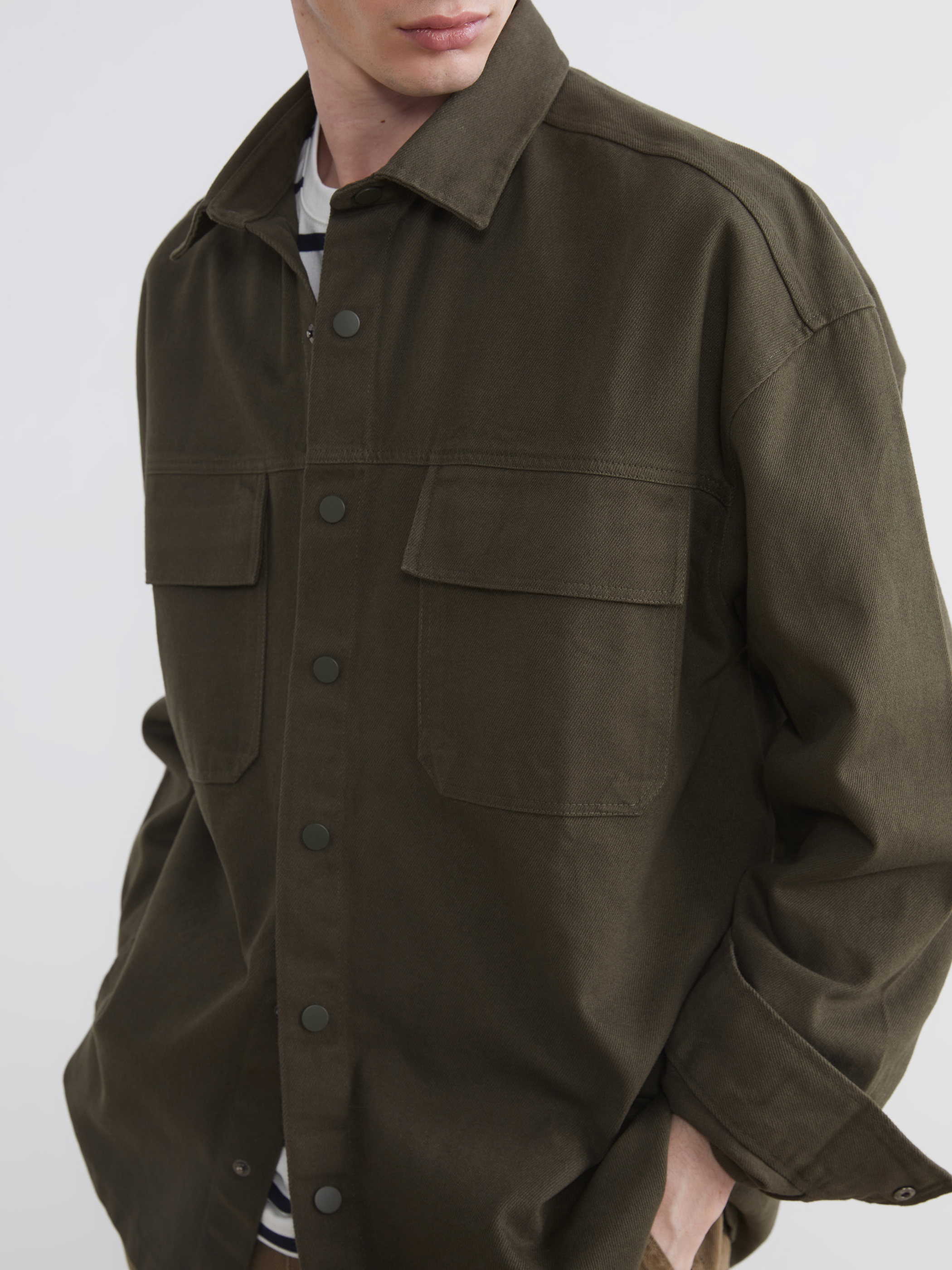 XSIDE Loose Fit Erkek Gabardin Gömlek Ceket görsel 3