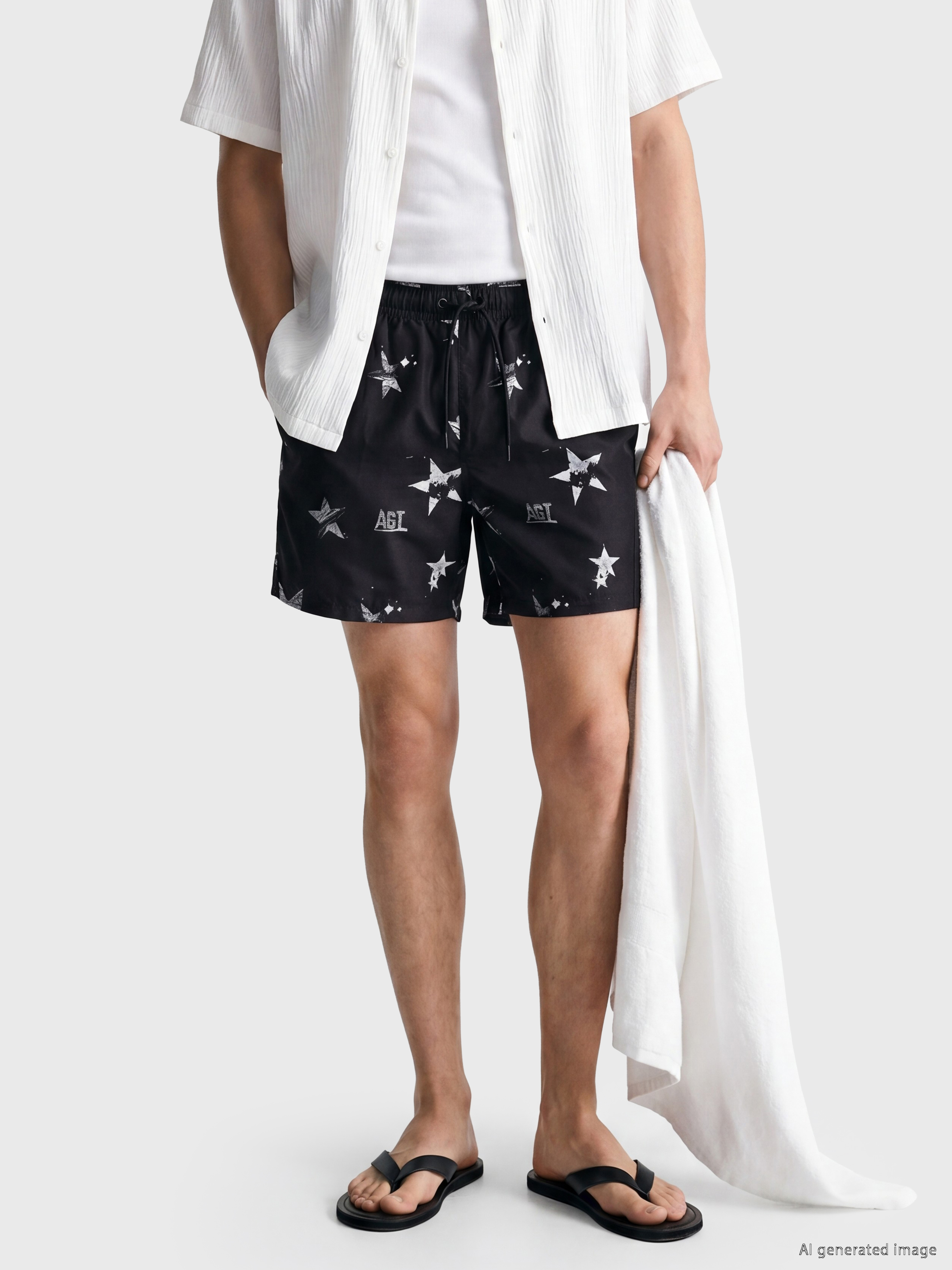 LCW SWIMWEAR Kısa Boy Baskılı Erkek Deniz Şortu