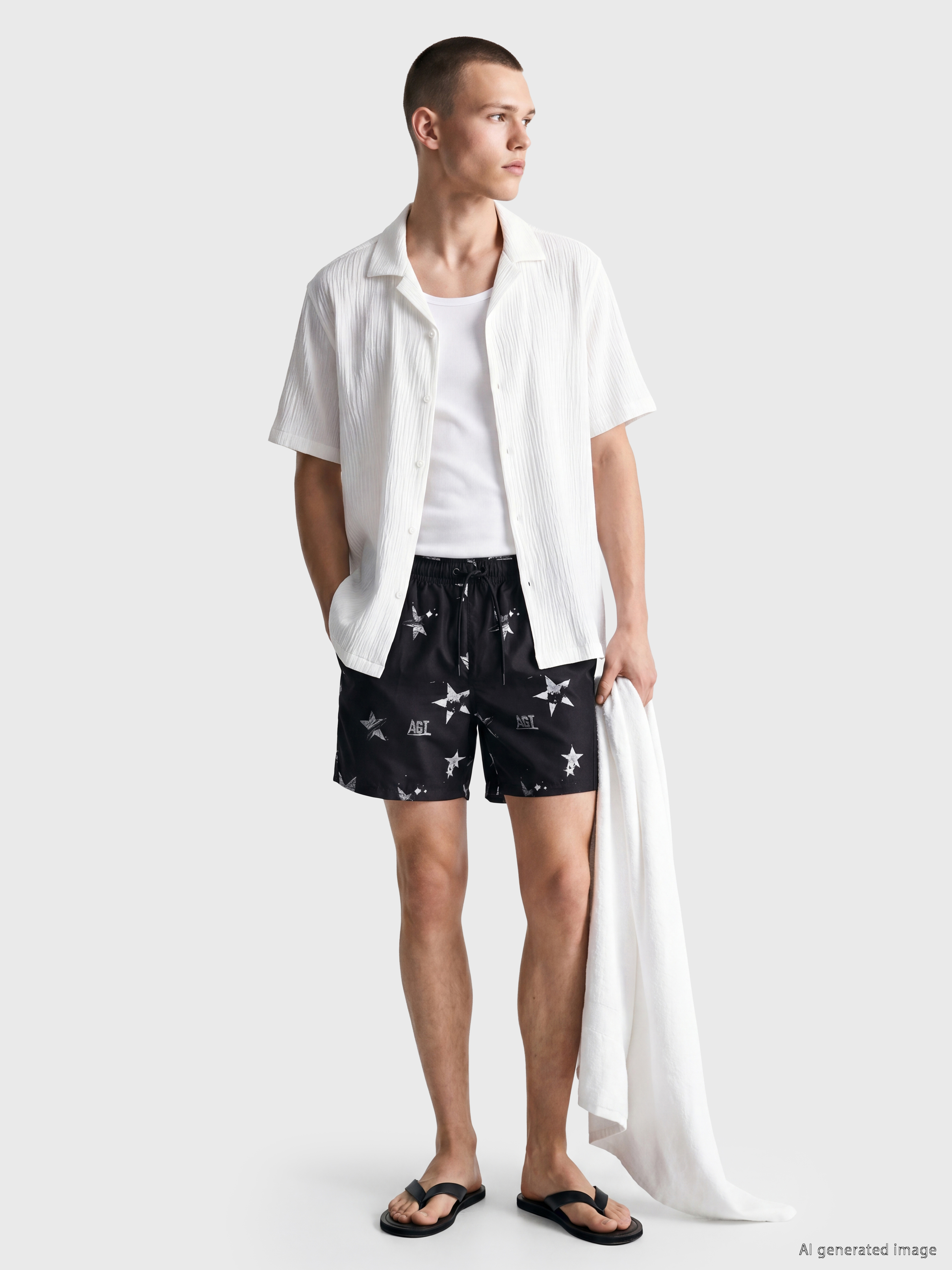 LCW SWIMWEAR Kısa Boy Baskılı Erkek Deniz Şortu görsel 2
