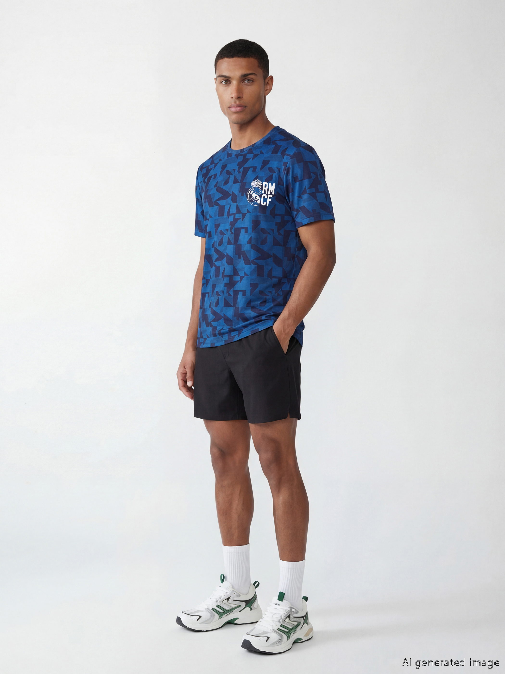 XSIDE ACTIVE Bisiklet Yaka Real Madrid Baskılı Erkek Spor Tişört görsel 2