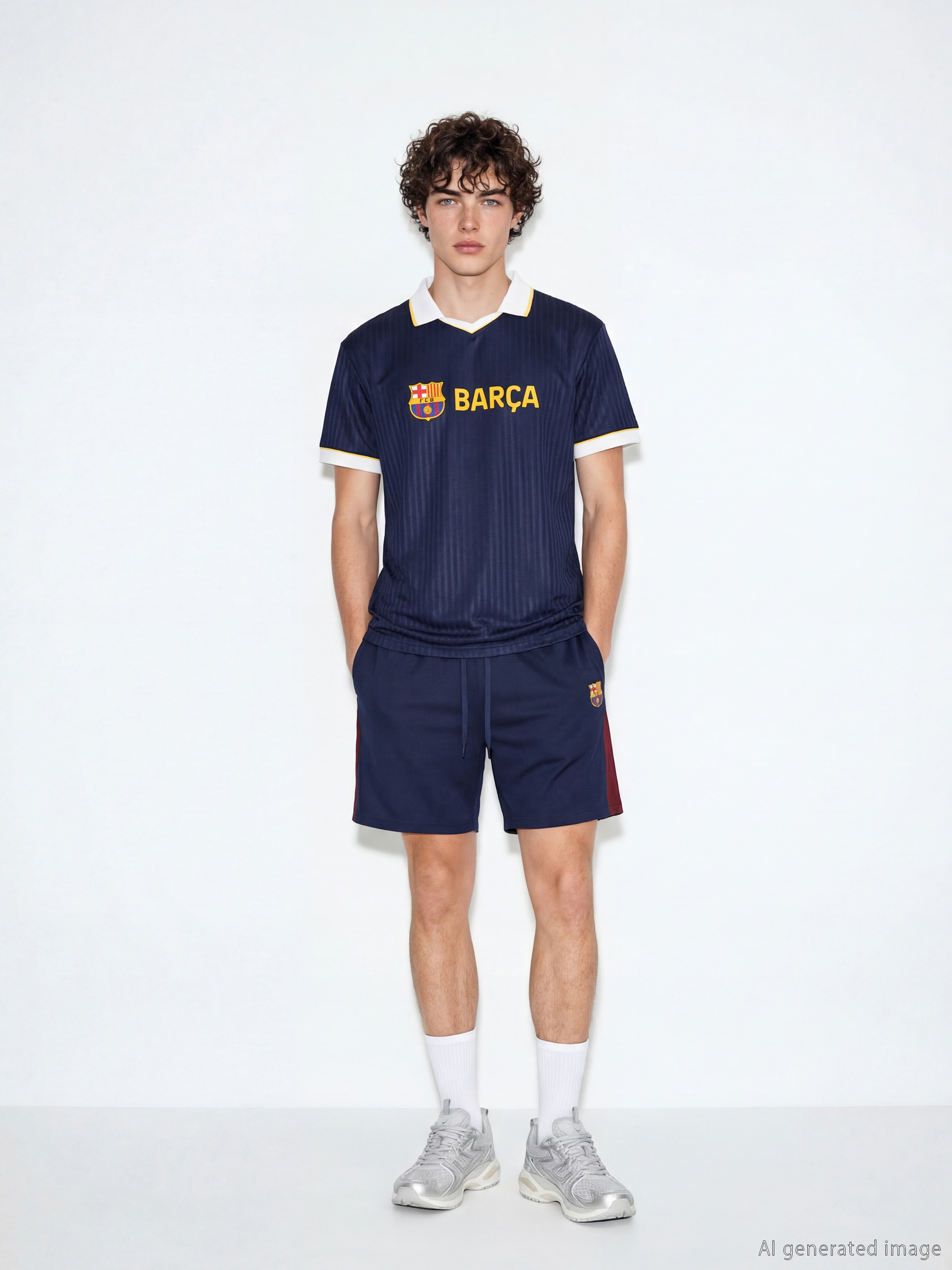 XSIDE ACTIVE Polo Yaka Barcelona Baskılı Erkek Spor Tişört görsel 2