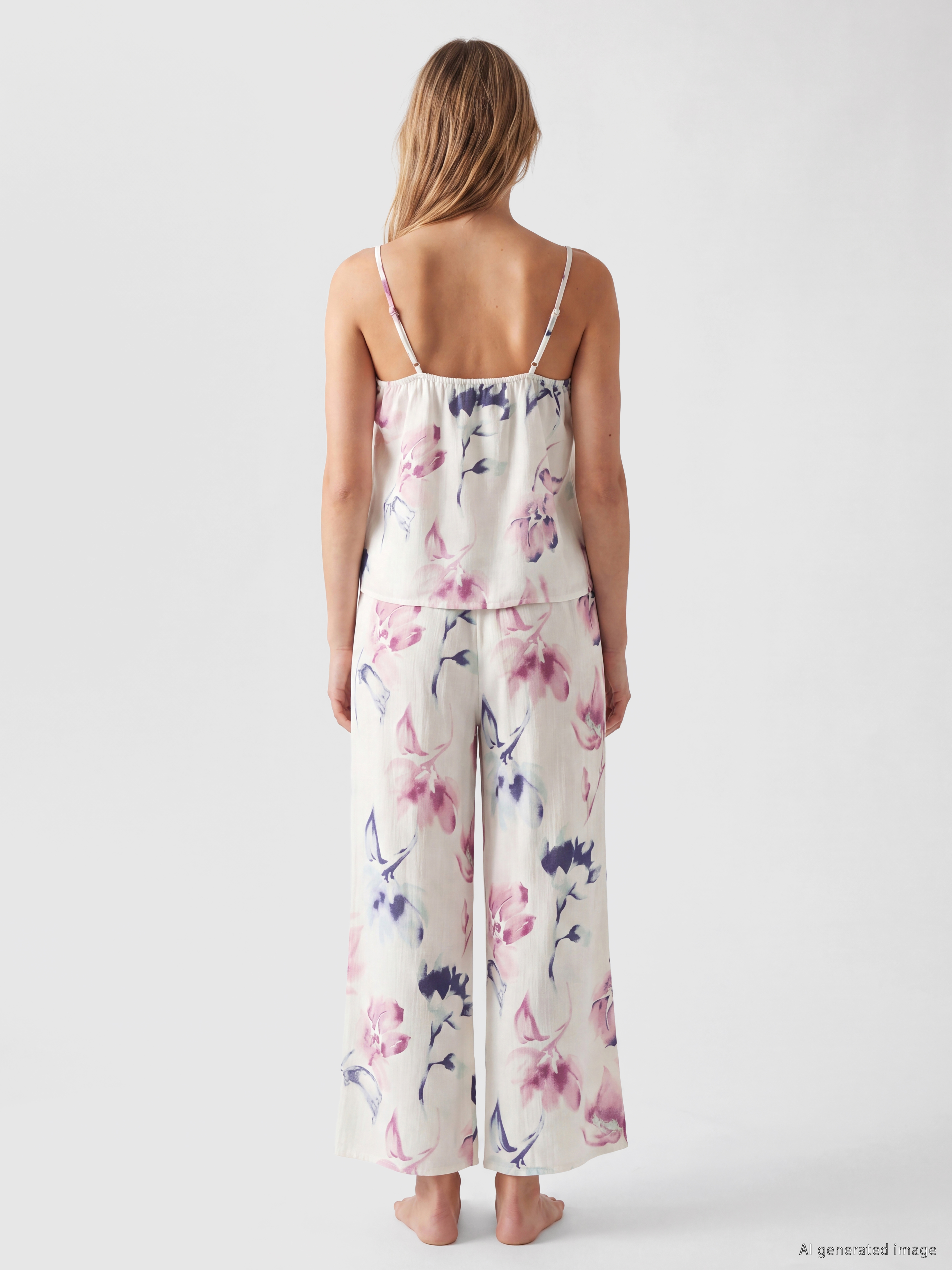 LCW DREAM Çiçekli İp Askılı Kadın Pijama Takım görsel 4
