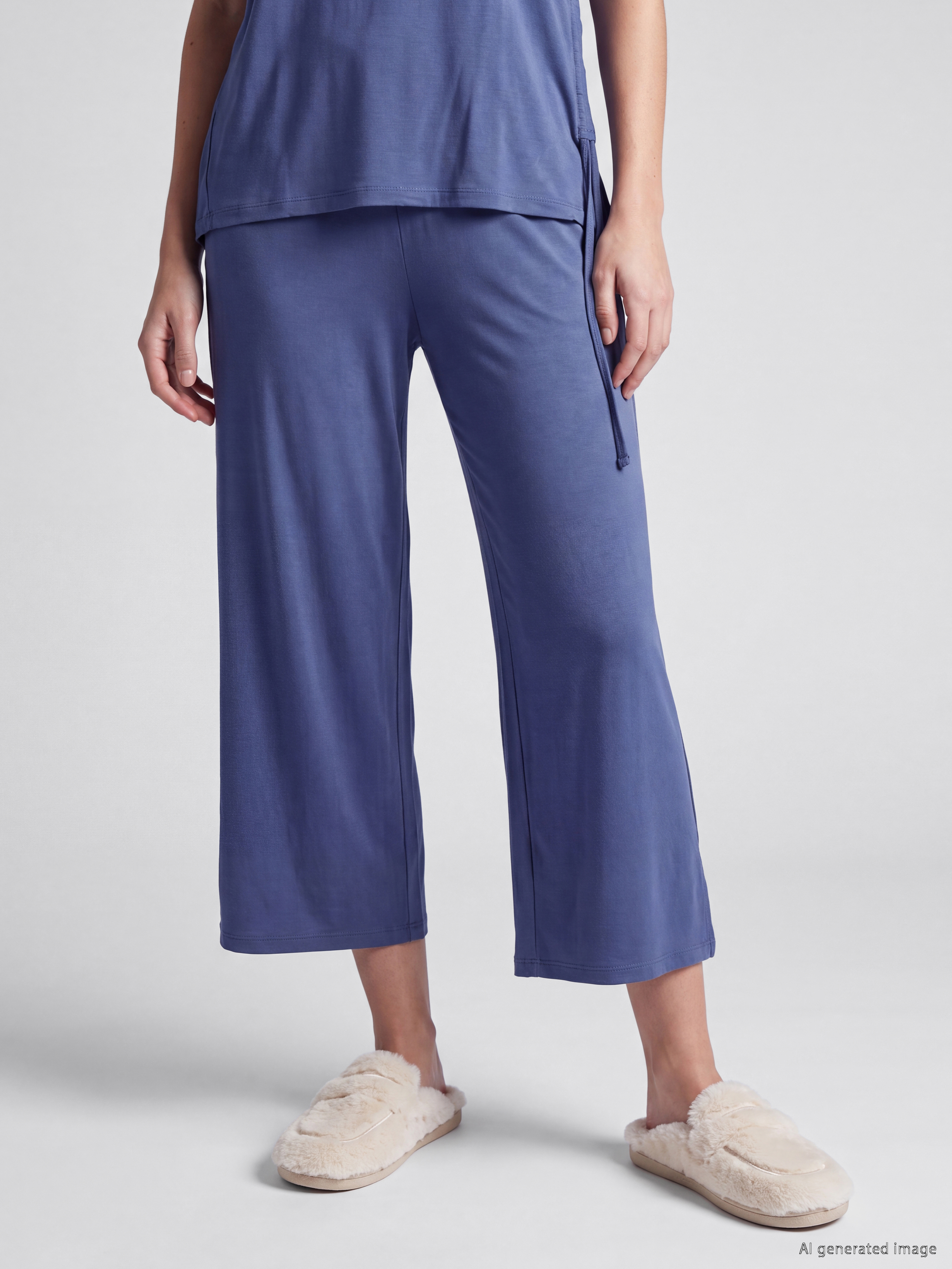 LCW DREAM Bisiklet Yaka Kadın Kaprili Pijama Takımı görsel 2