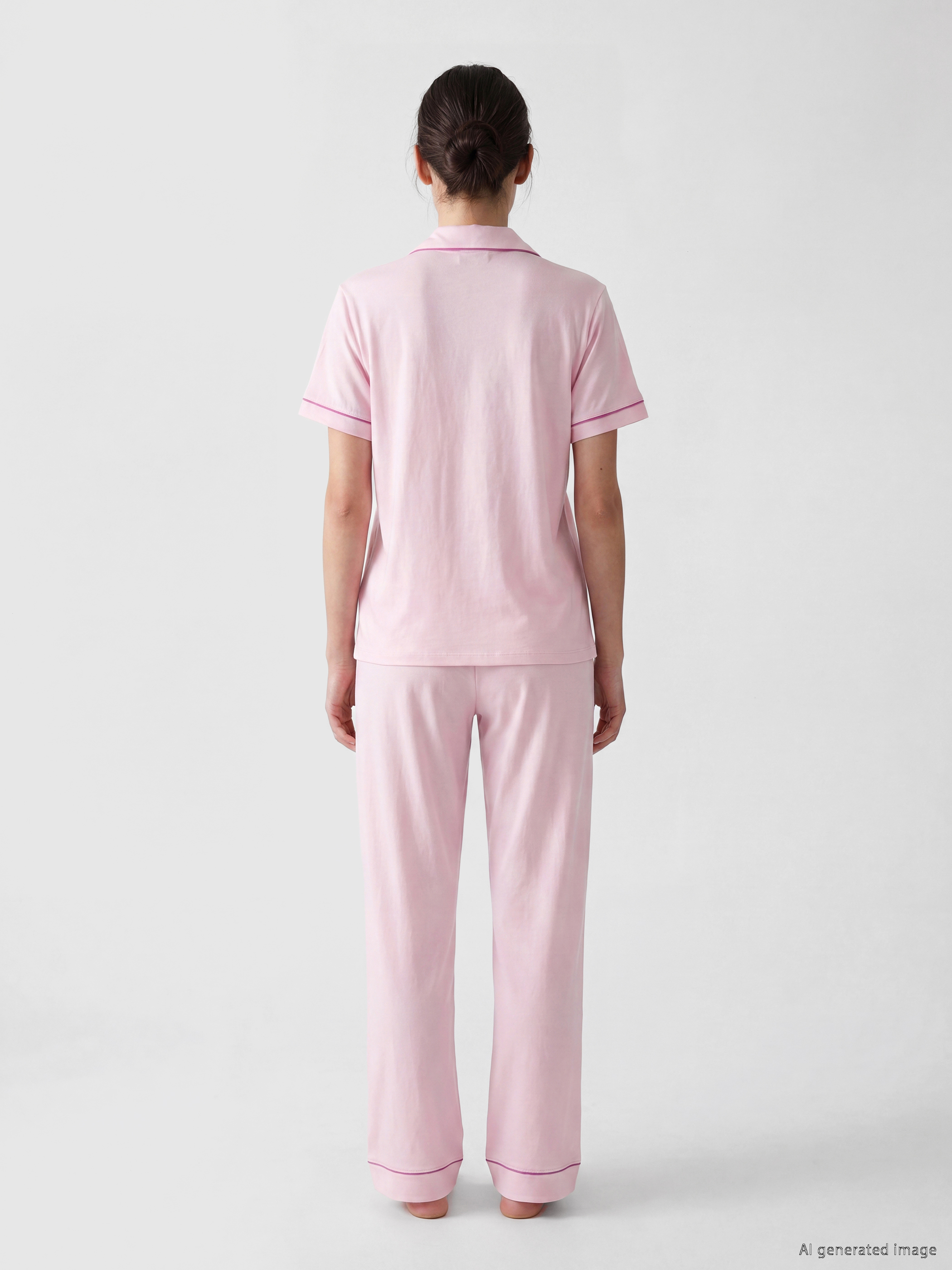LCW DREAM Gömlek Yaka %100 Pamuklu Kadın Pijama Takımı görsel 4