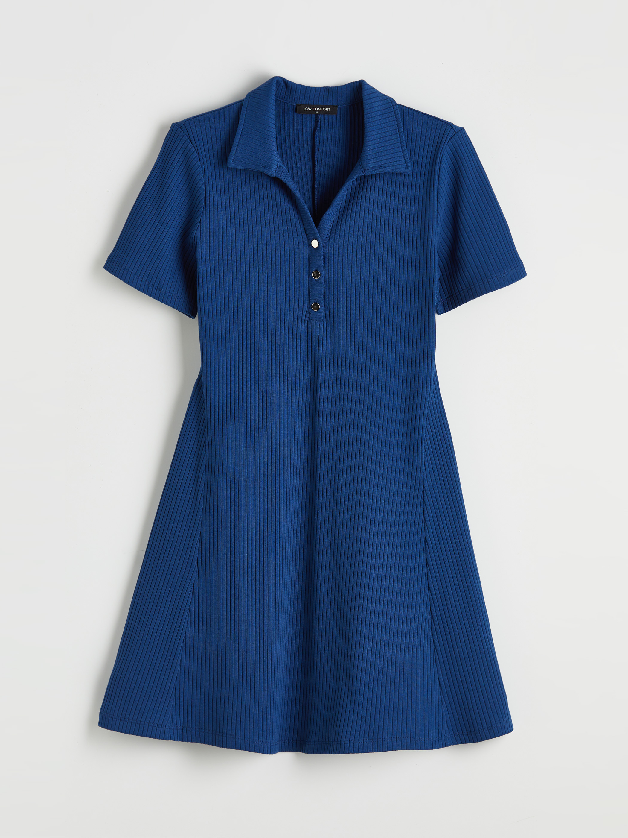 LCW Comfort Polo Yaka Fitilli Mini Elbise görsel 5