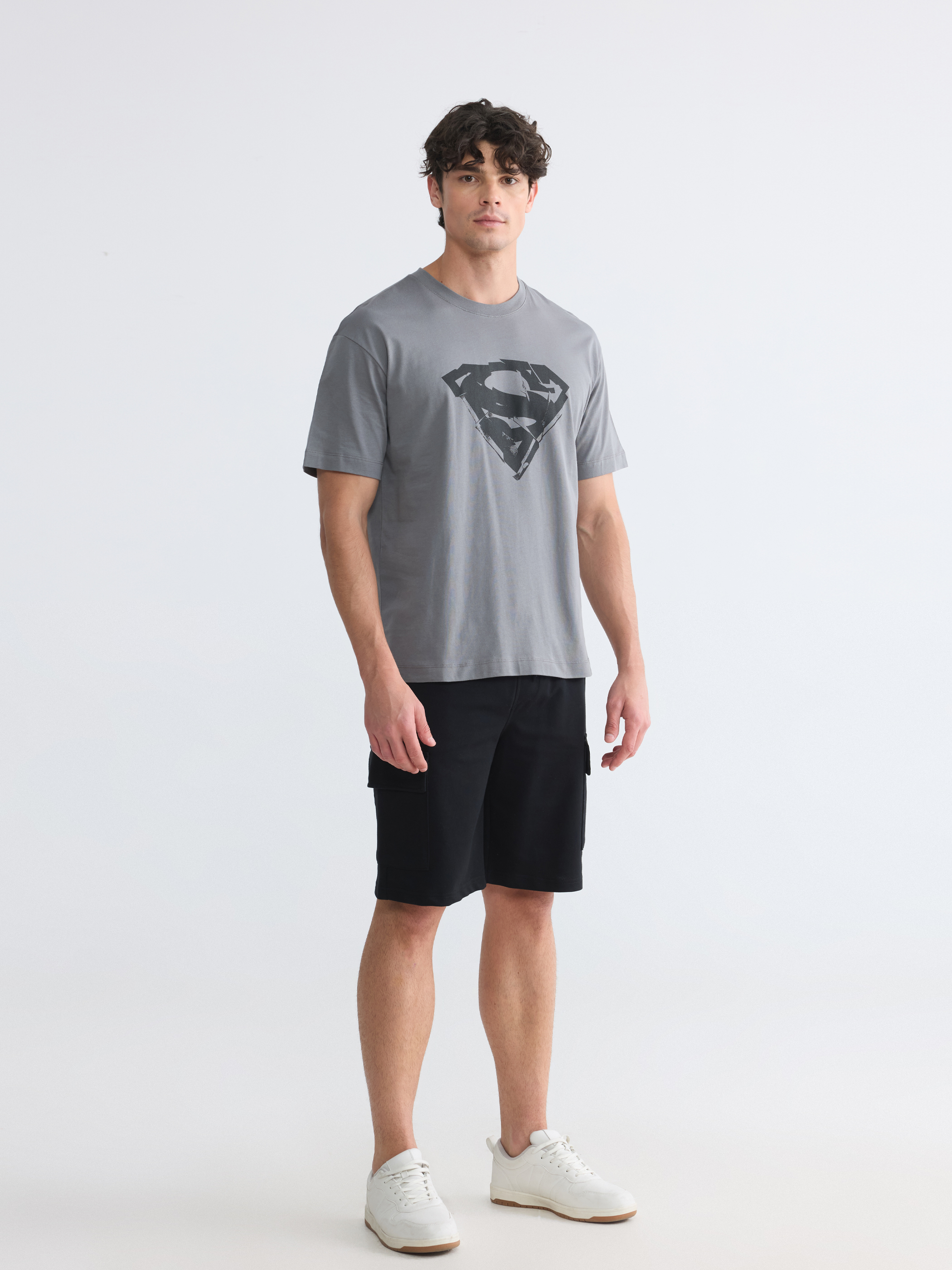 XSIDE Bisiklet Yaka Superman Baskılı Erkek Tişört görsel 2