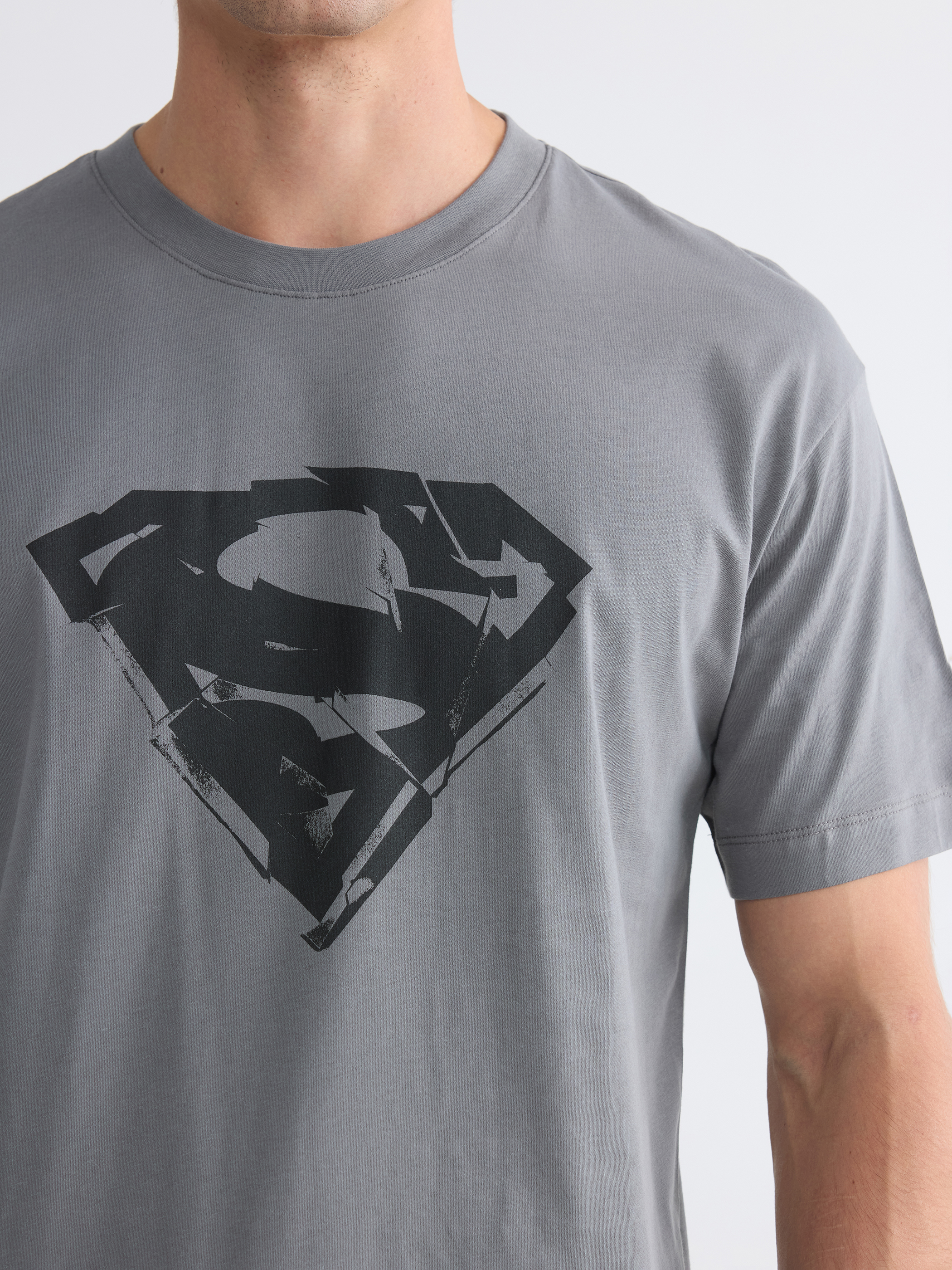 XSIDE Bisiklet Yaka Superman Baskılı Erkek Tişört görsel 3