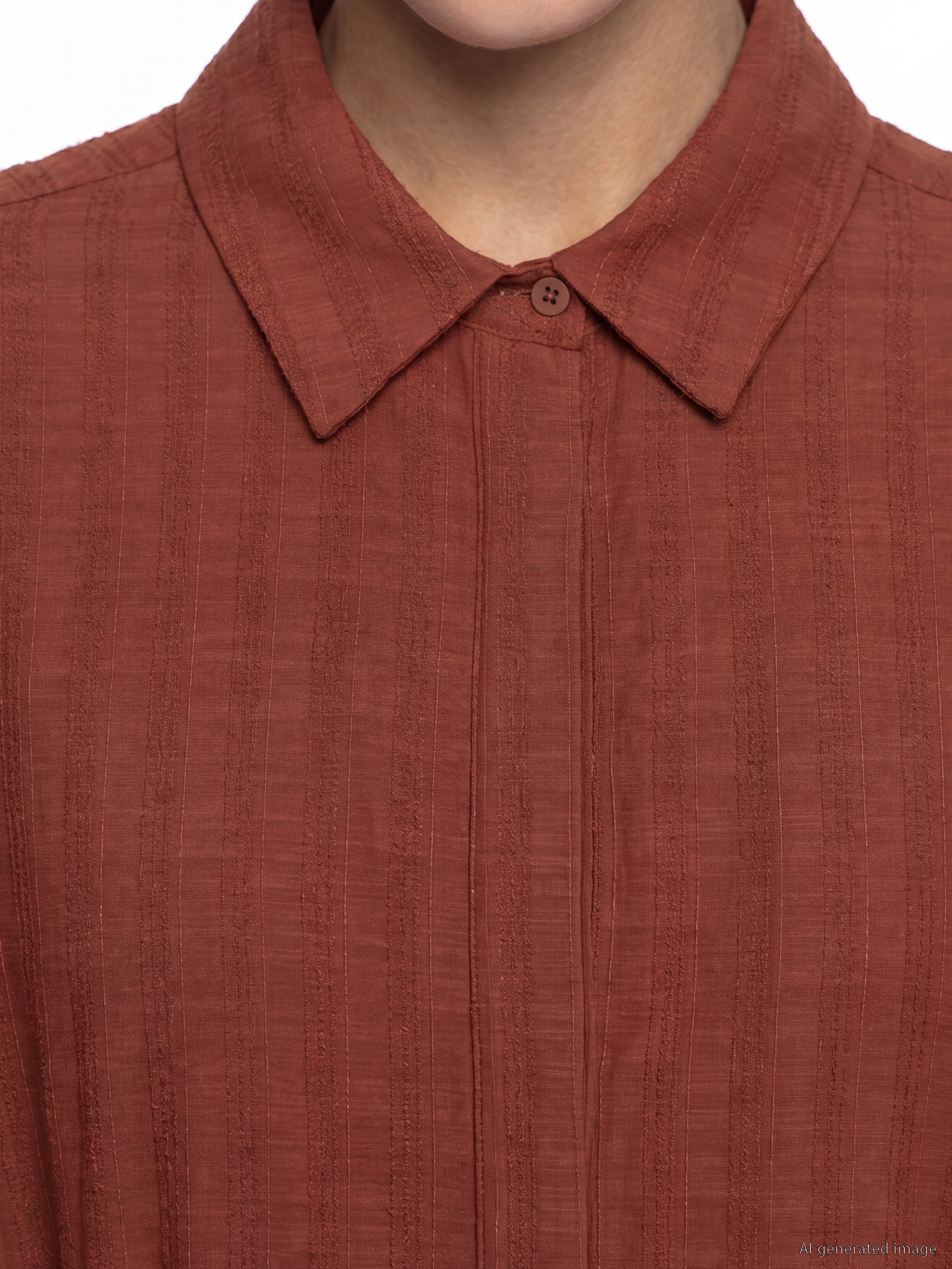 LCW Modest Beli Kuşaklı Keten Karışımlı Gömlek Elbise görsel 3