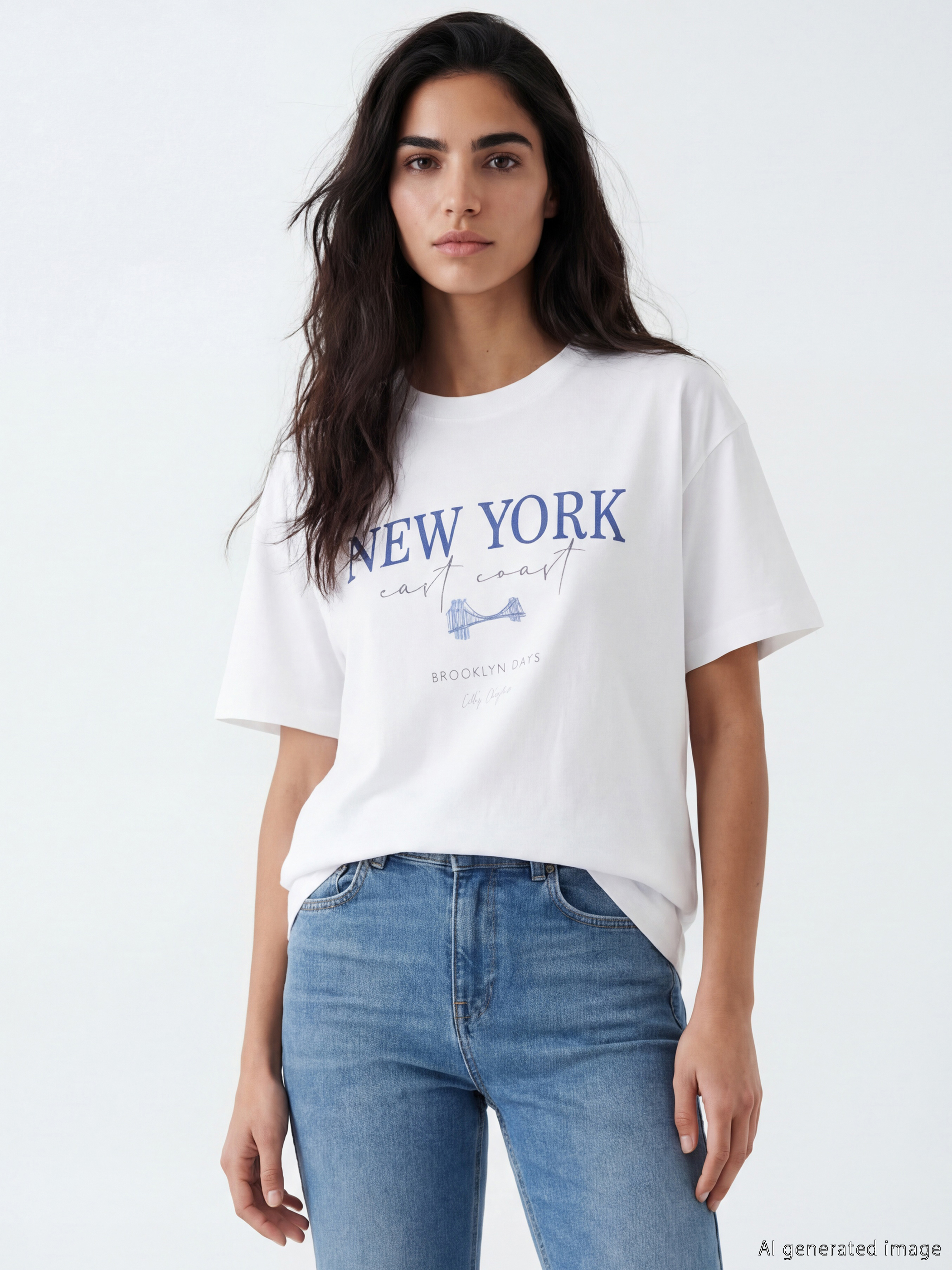 LCW Vision Baskılı Oversize %100 Pamuklu Kadın Tişört