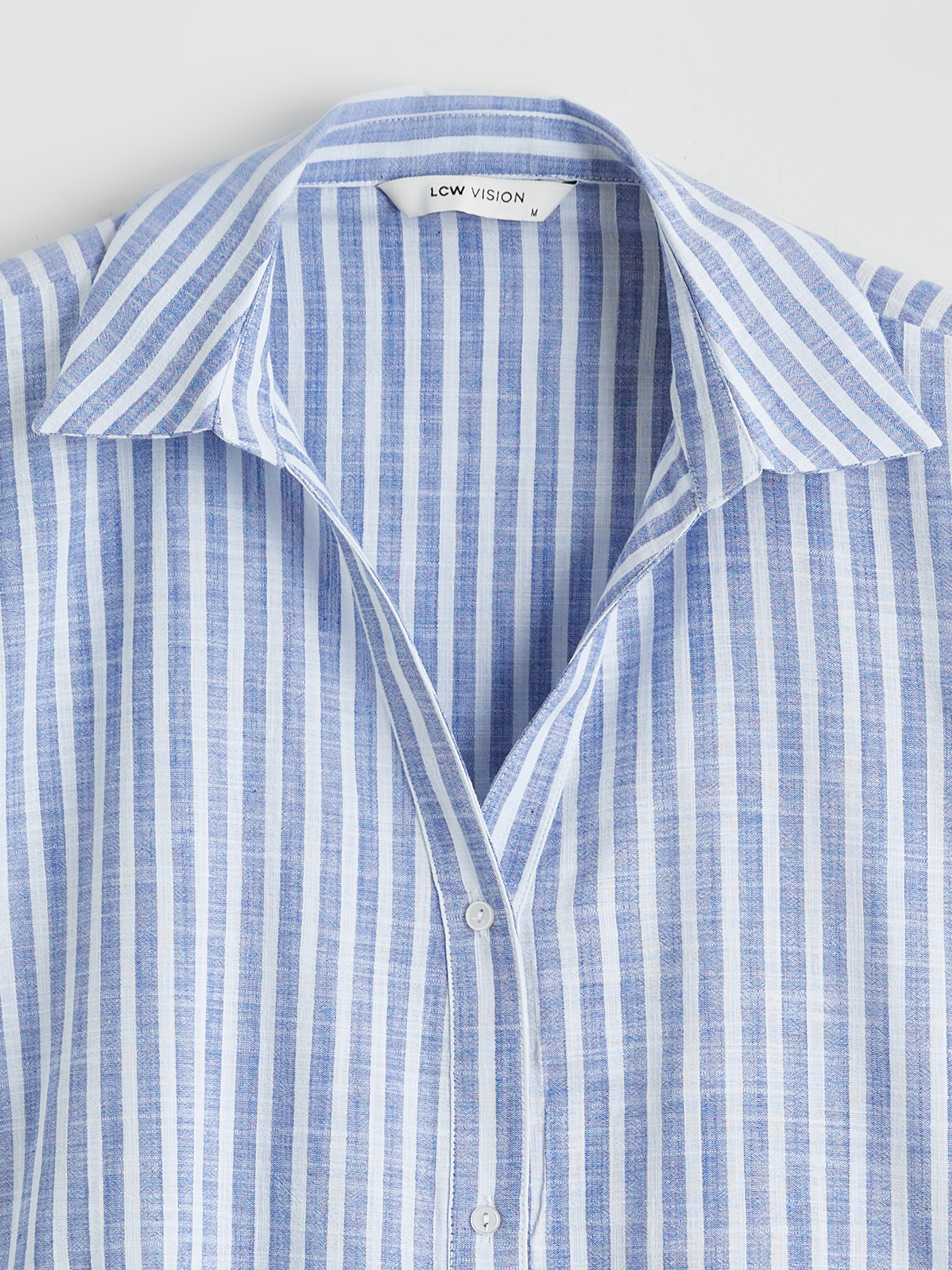 LCW Vision Çizgili Oversize Poplin Kadın Gömlek görsel 8