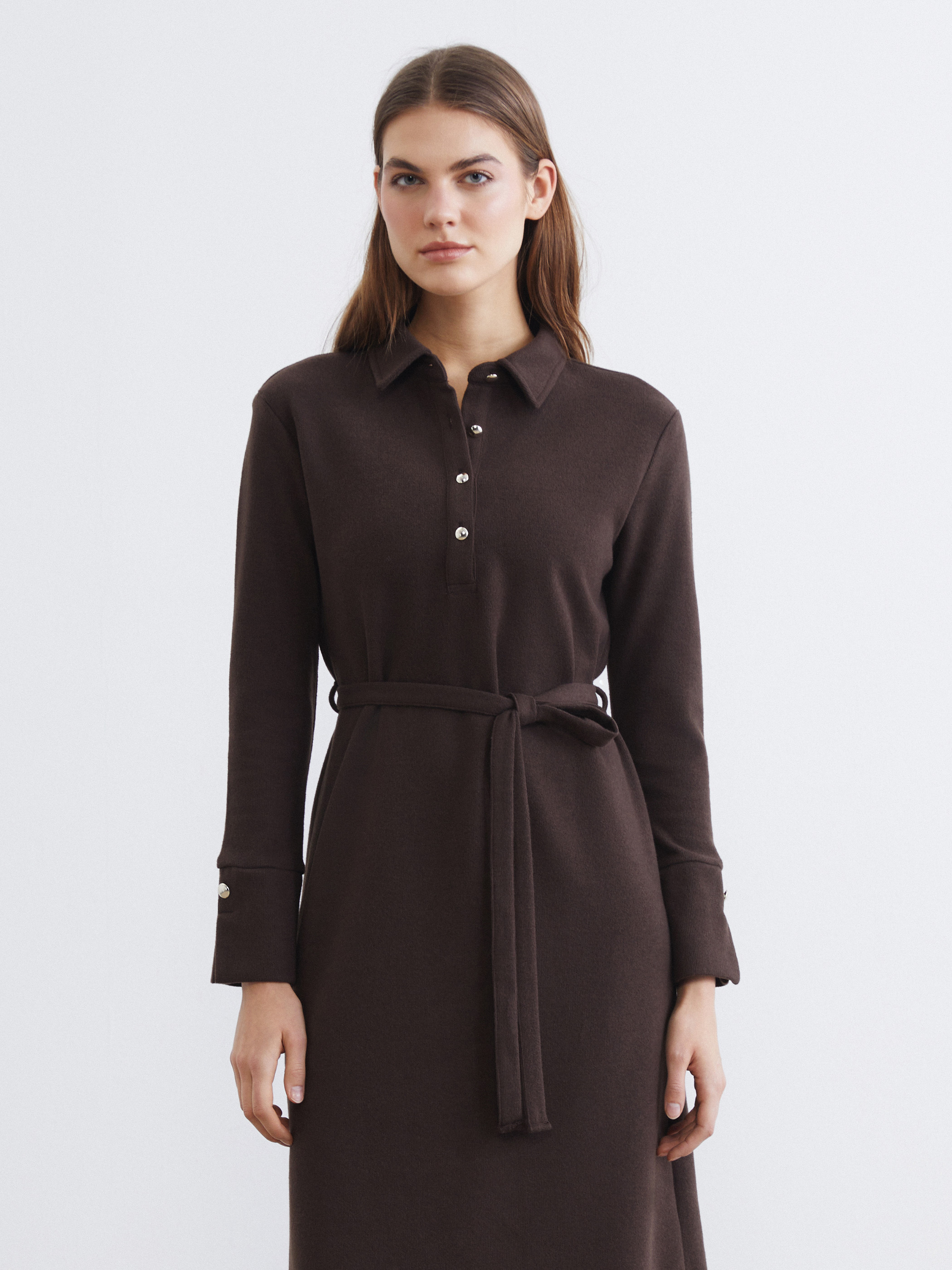 LCW EVERYDAY Polo Yaka Kuşaklı Elbise görsel 3