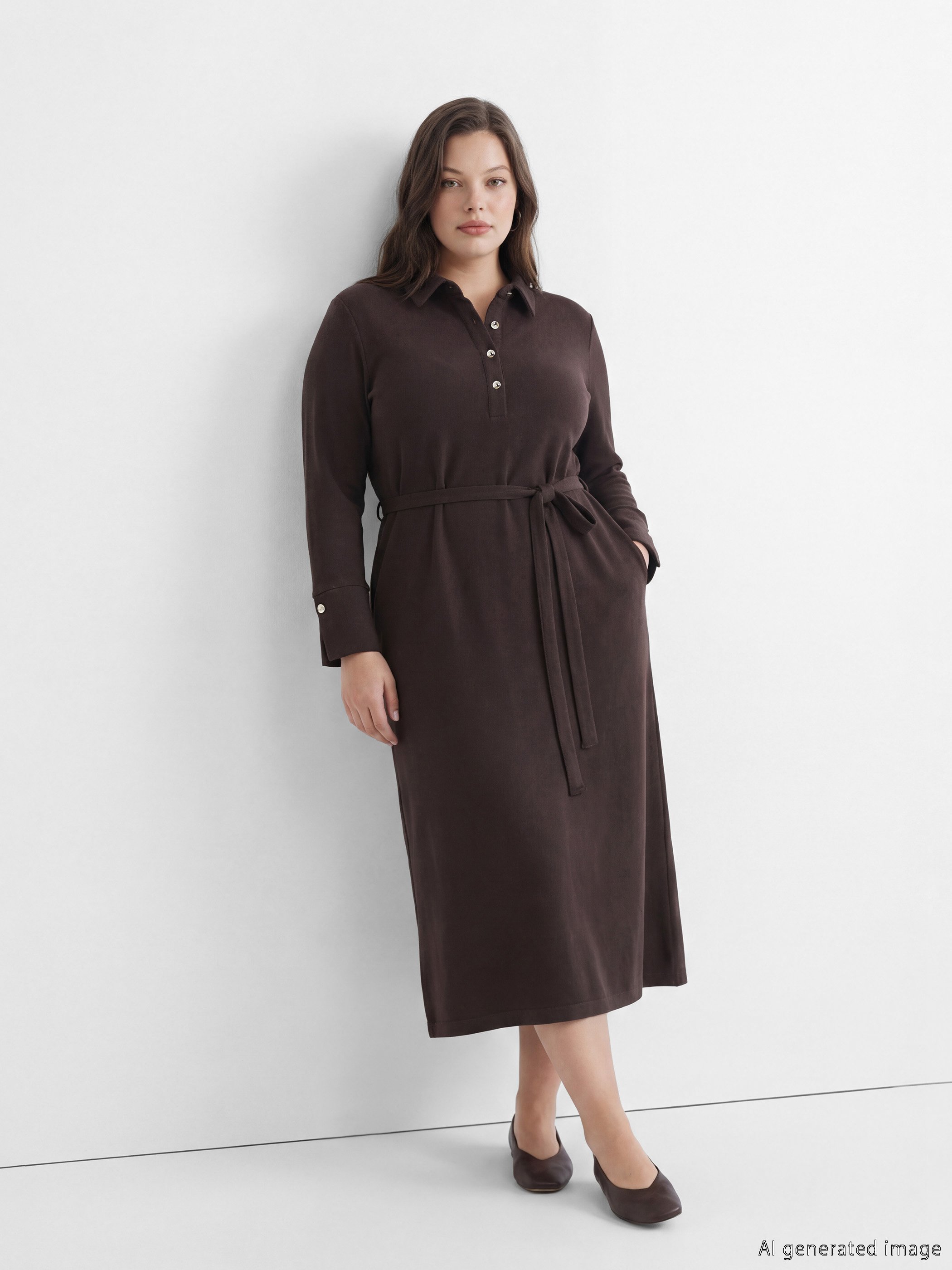 LCW EVERYDAY Polo Yaka Kuşaklı Elbise görsel 2